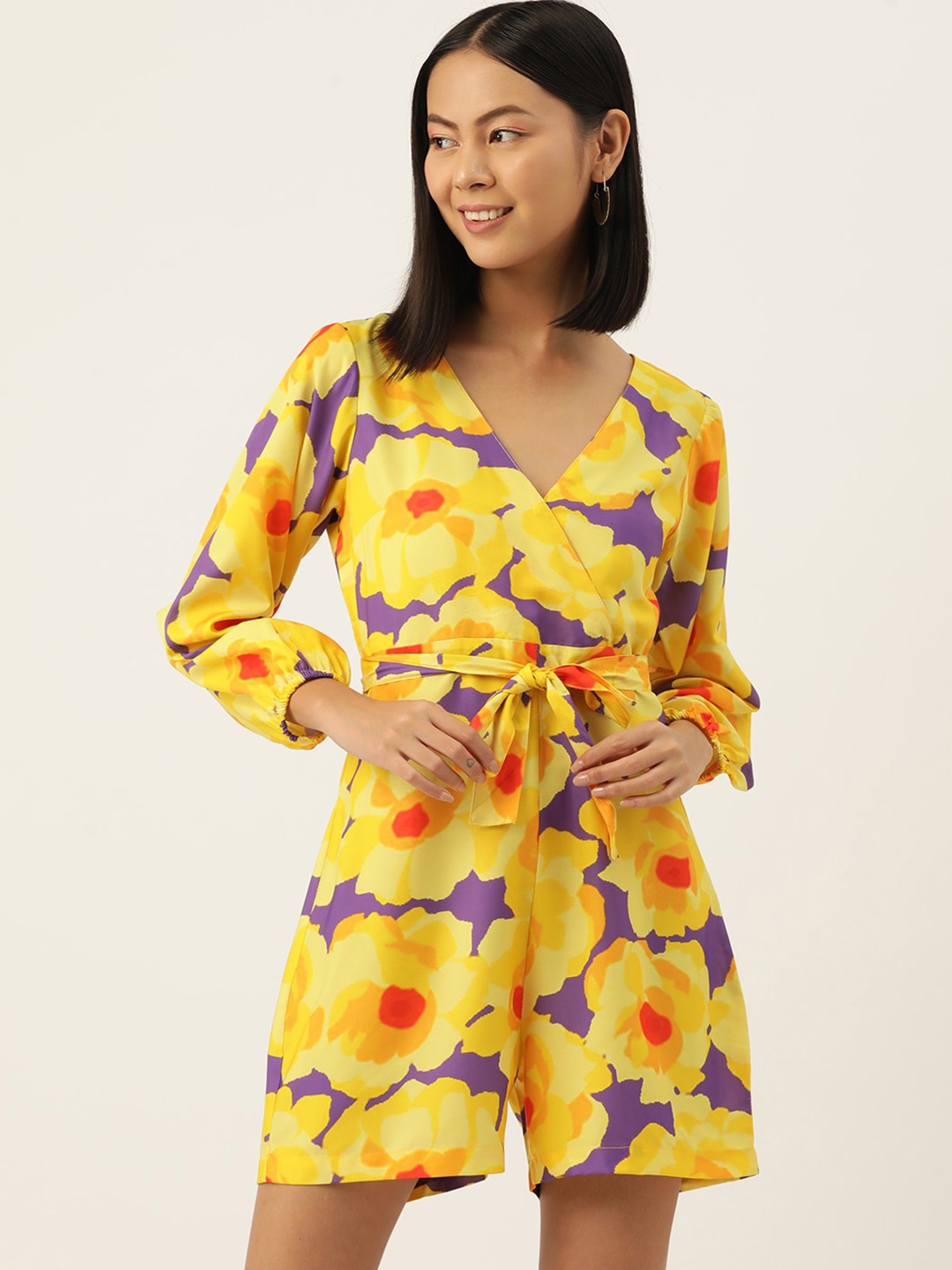 

Sleek Italia Abstract Printed Playsuit, Yellow