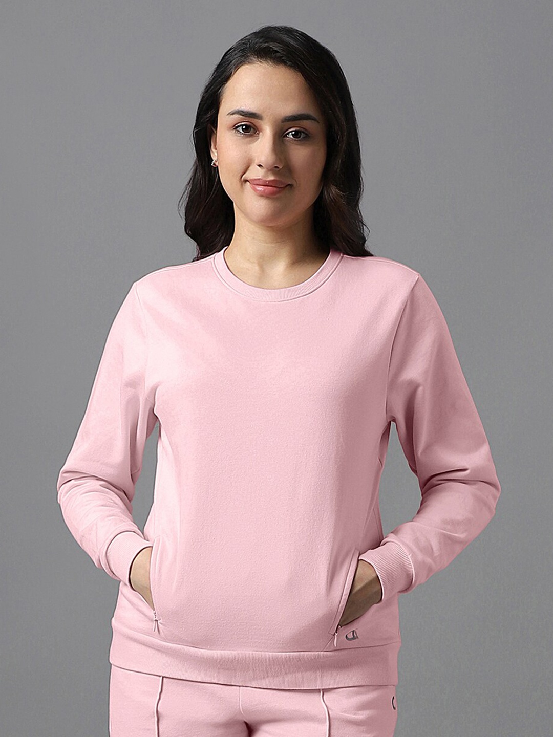 

Amante Round Neck Pullover Sweatshirt, Pink