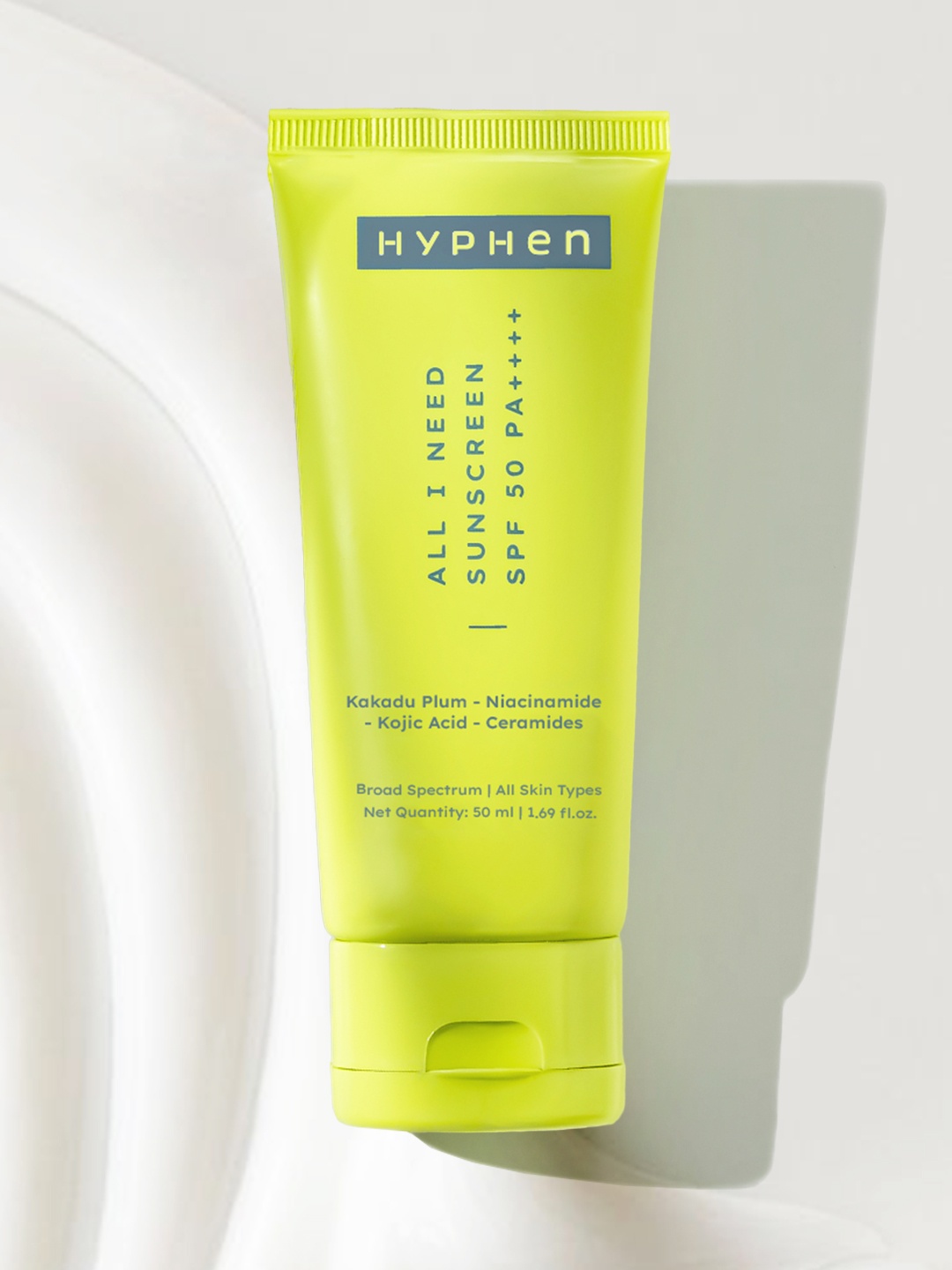 

Hyphen All I Need Sunscreen SPF 50 PA ++++ with Ceramide For Moisturizing - 50ml, Yellow