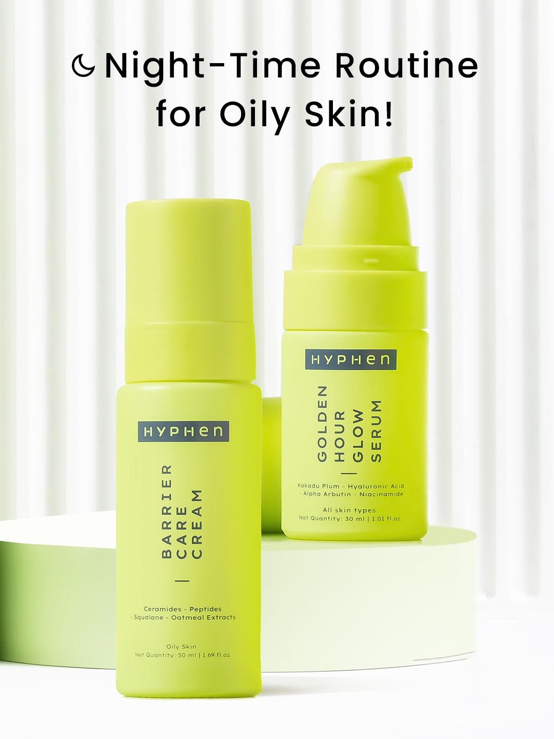 

Hyphen Daily Night-Care Routine for Oily & Combination Skin with Face Serum & Face Cream, Green