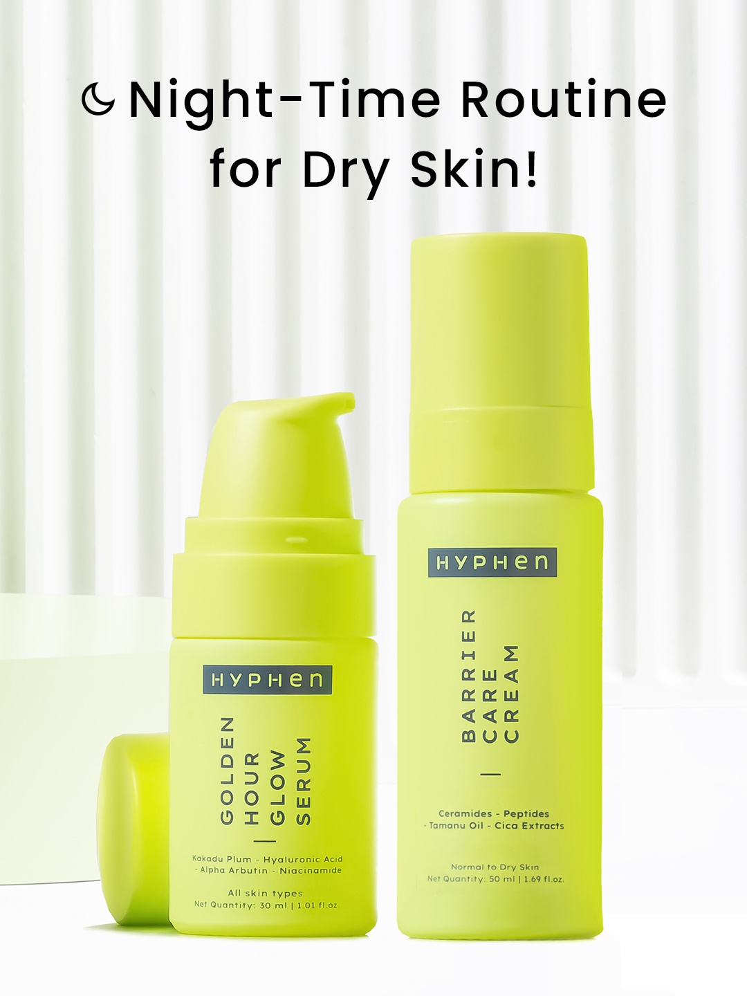 

Hyphen Daily Night-Care Routine for Normal to Dry Skin with Face Serum & Face Cream, Green