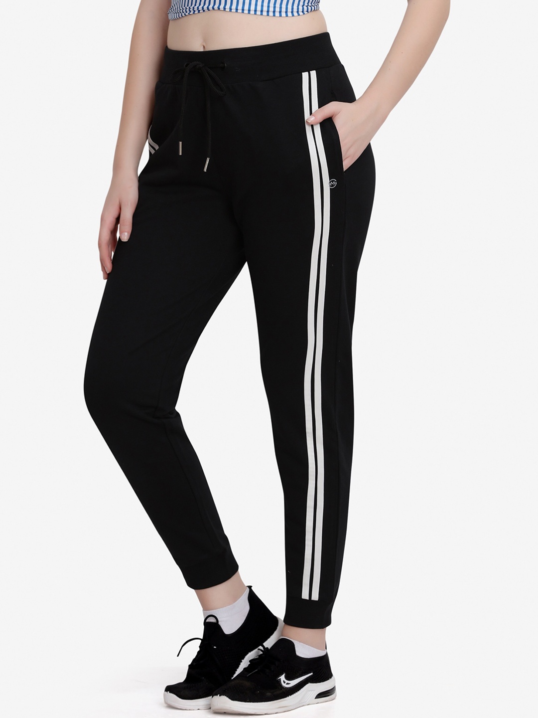 

MAYSIXTY Women Mid-Rise Sports Joggers, Black