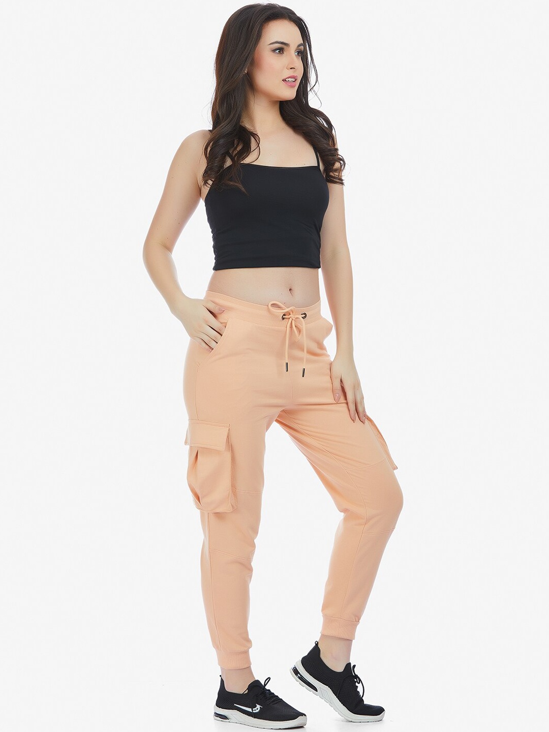 

MAYSIXTY Women Mid-Rise Sports Joggers, Peach
