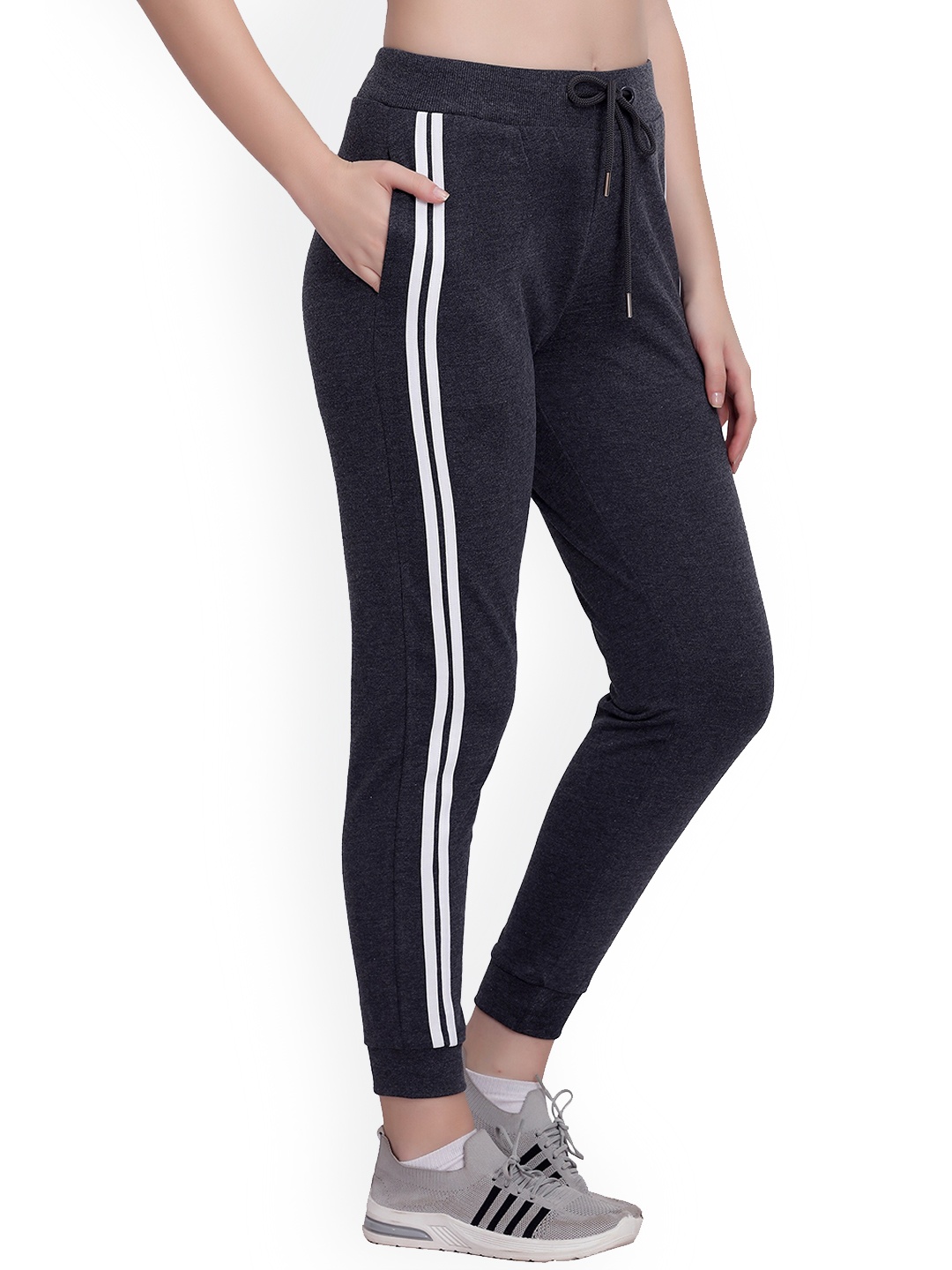 

MAYSIXTY Women Mid-Rise Sports Joggers, Grey