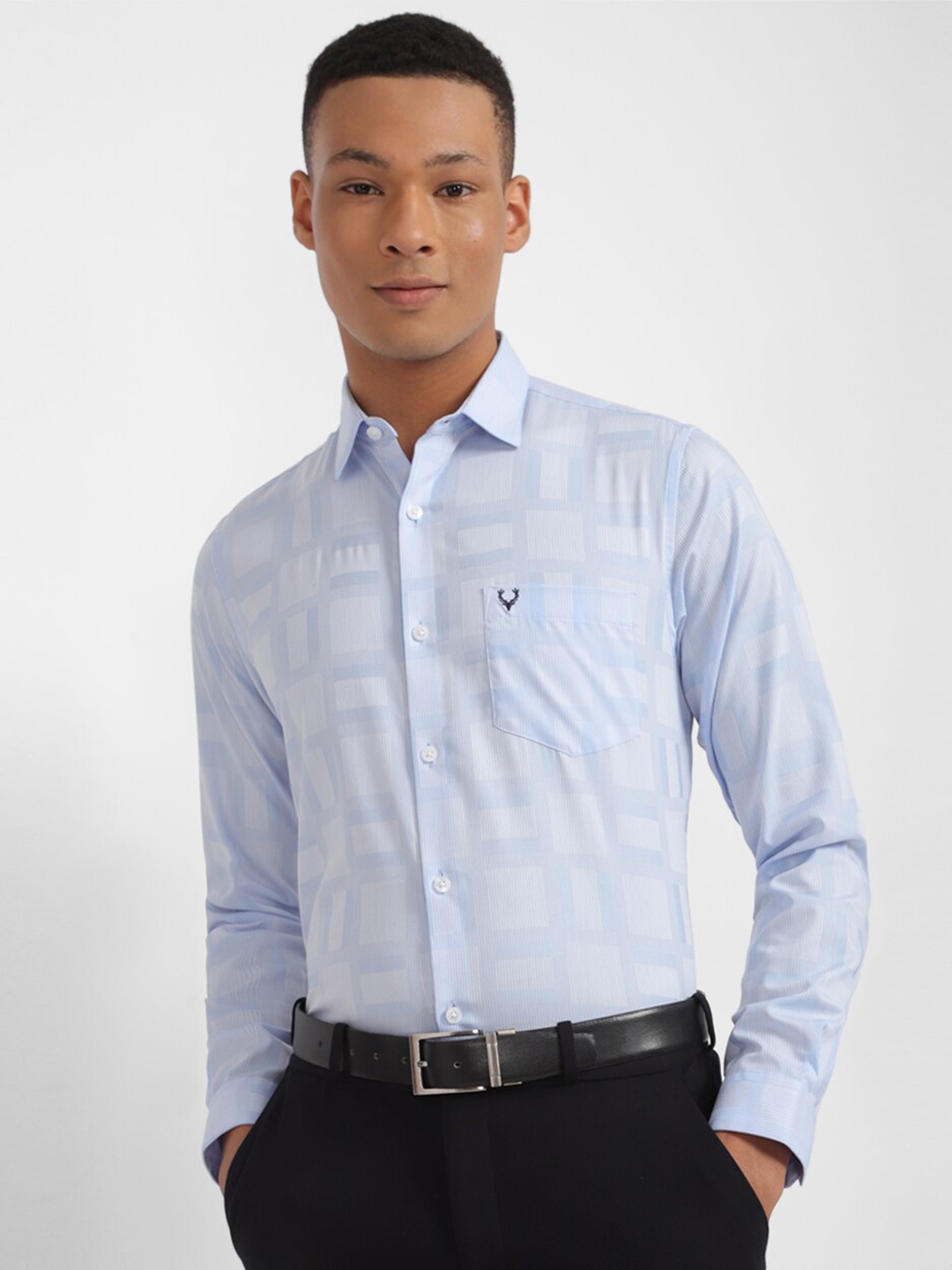 

Allen Solly Checked Slim Fit Pure Cotton Formal Shirt, Blue