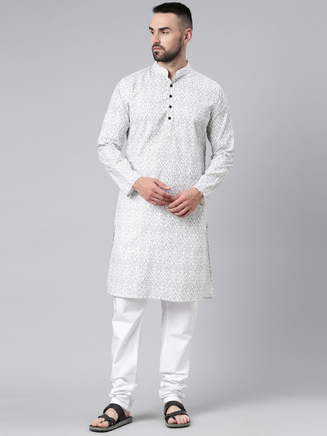 

Majestic Man Men Ethnic Motifs Printed Kurta, White