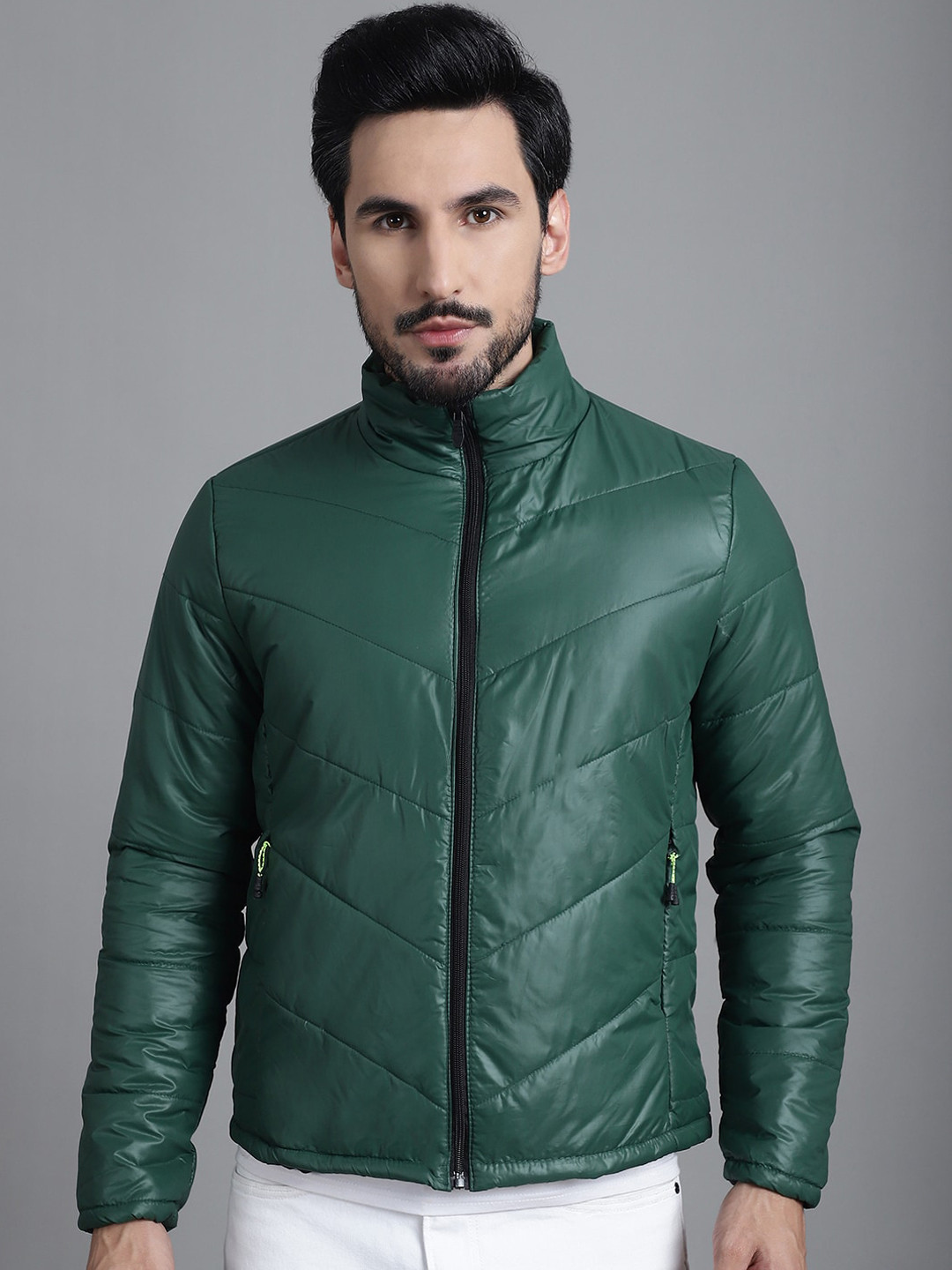 

WESTCLO Stand Collar Puffer Jacket, Green