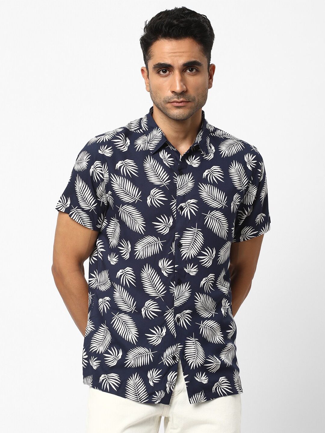 

R&B Floral Printed Casual Shirt, Blue