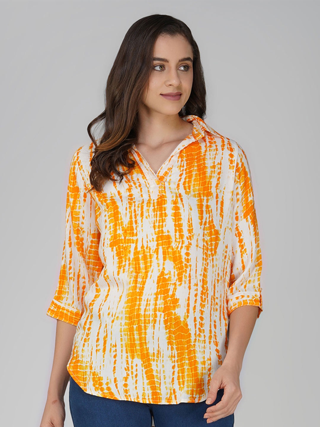 

Vastraa Fusion Abstract Printed Shirt Style Top, Yellow
