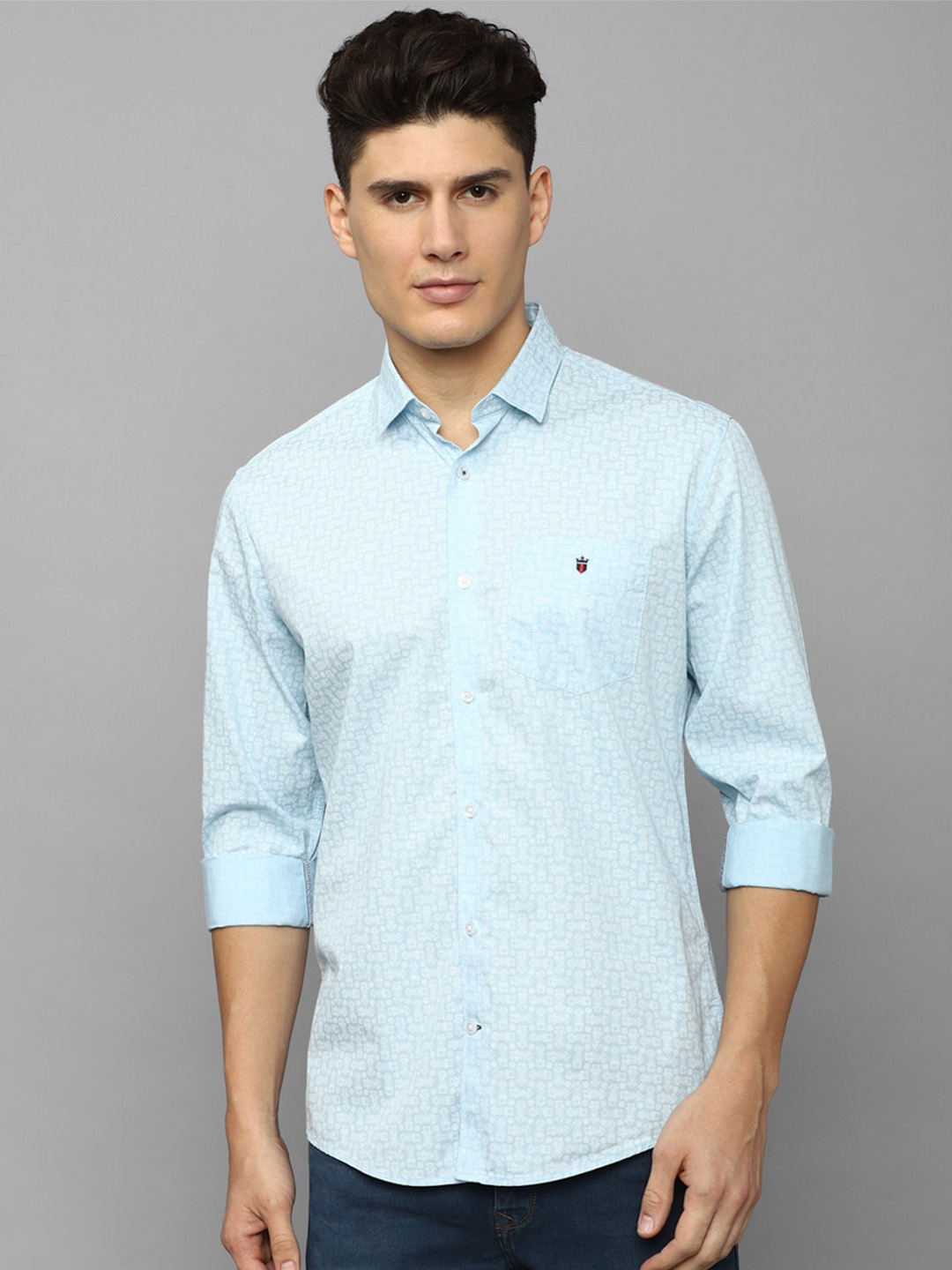

Louis Philippe Sport Slim Fit Micro Ditsy Printed Pure Cotton Casual Shirt, Blue