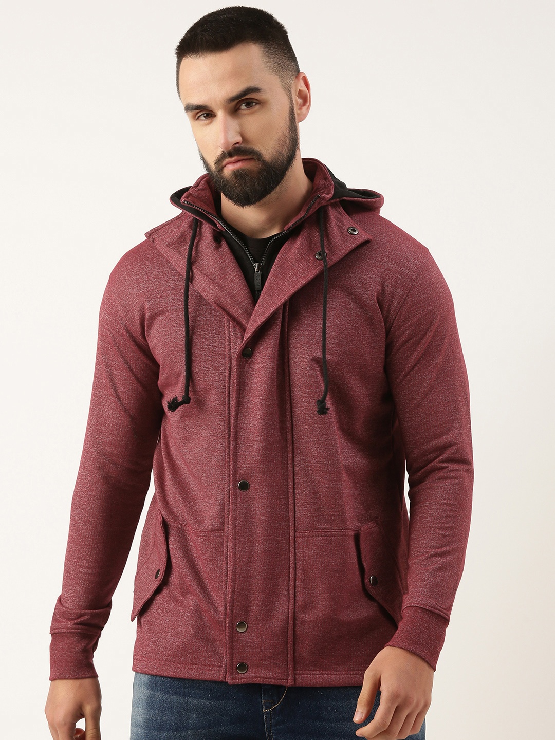 

ARISE Men Hooded Terry Sweatshirt, Burgundy