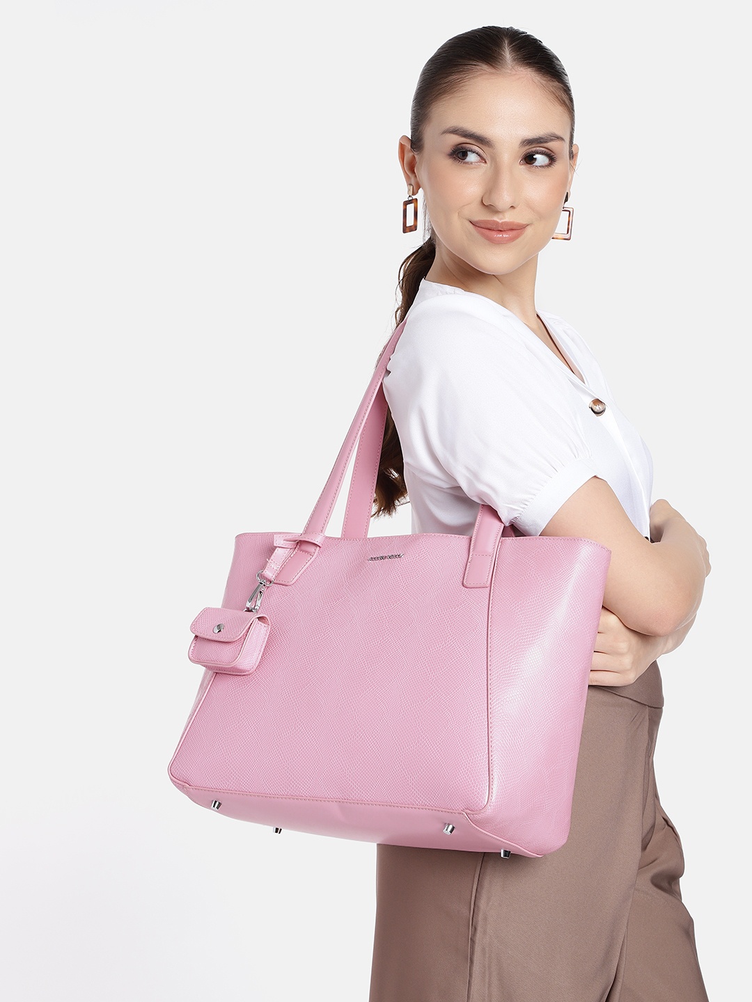 

Allen Solly Structured Shoulder Bag with Laptop Sleeve, Pink