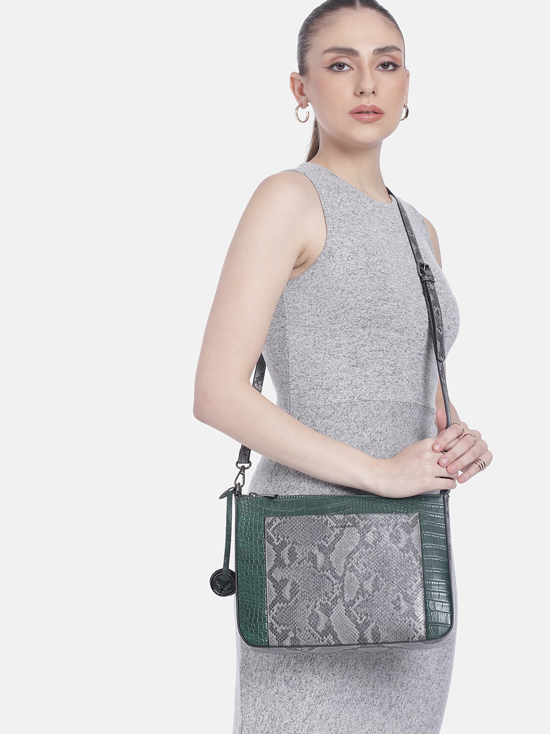 

Allen Solly Textured Sling Bag, Green