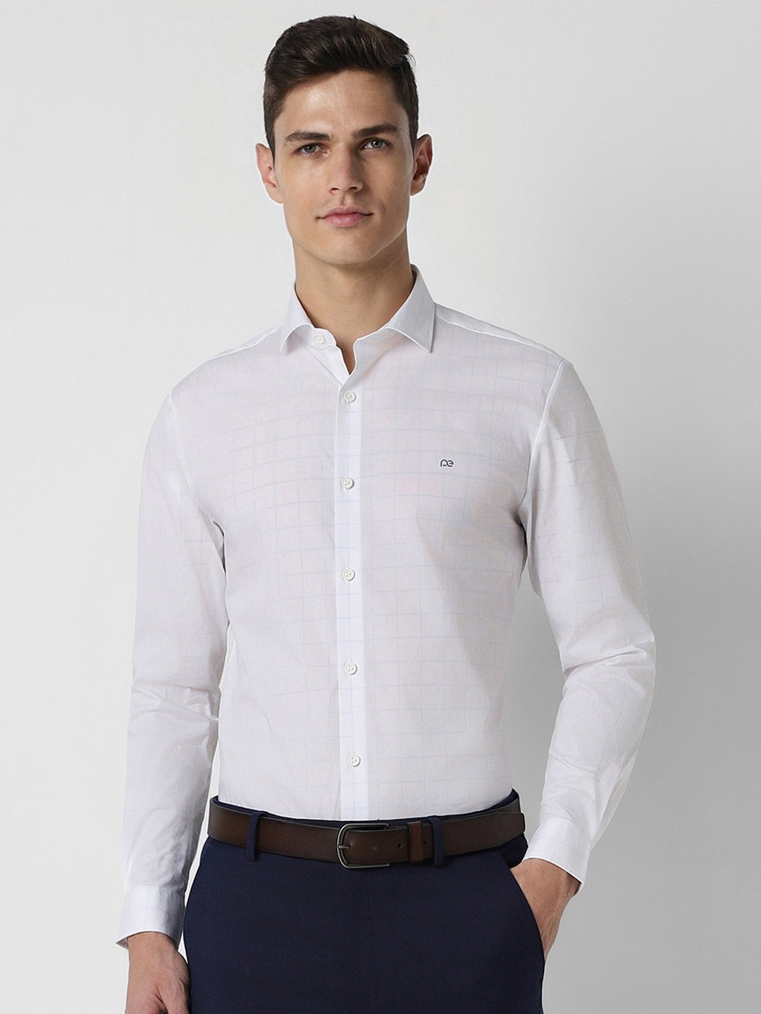 

Peter England Slim Fit Checked Formal Shirt, White