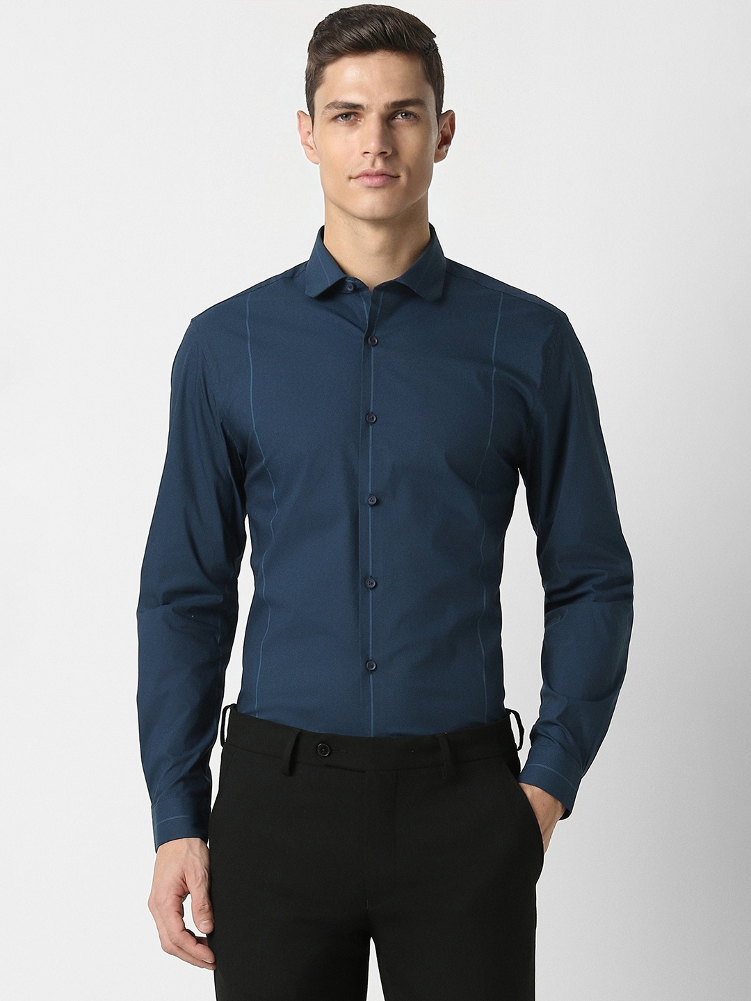 

Peter England Men Blue Slim Fit Opaque Formal Shirt