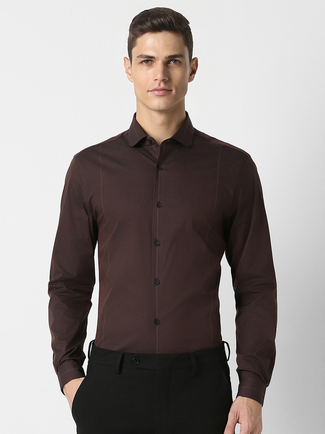 

Peter England Men Brown Slim Fit Opaque Formal Shirt