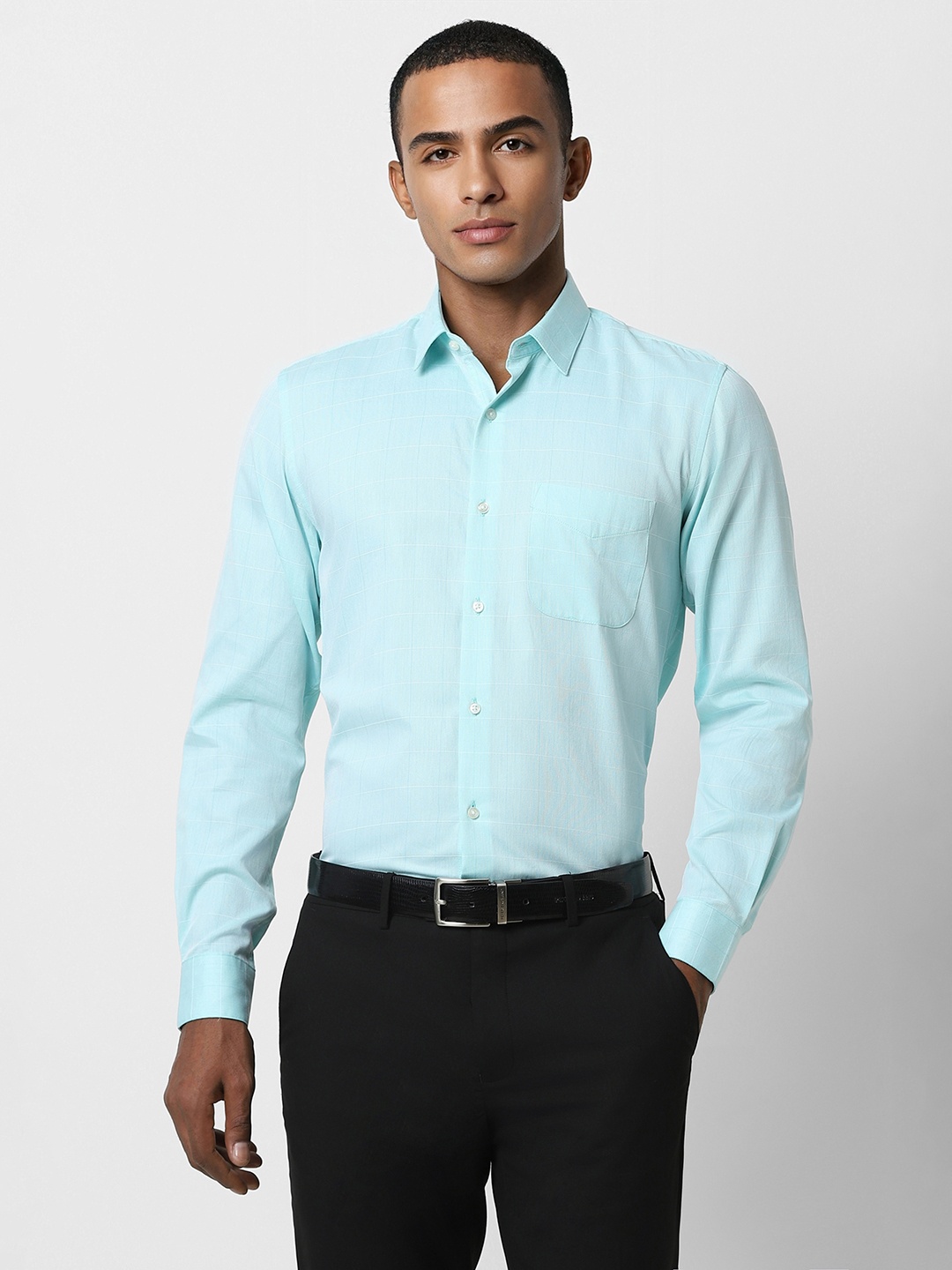 

Peter England Men Blue Slim Fit Opaque Formal Shirt