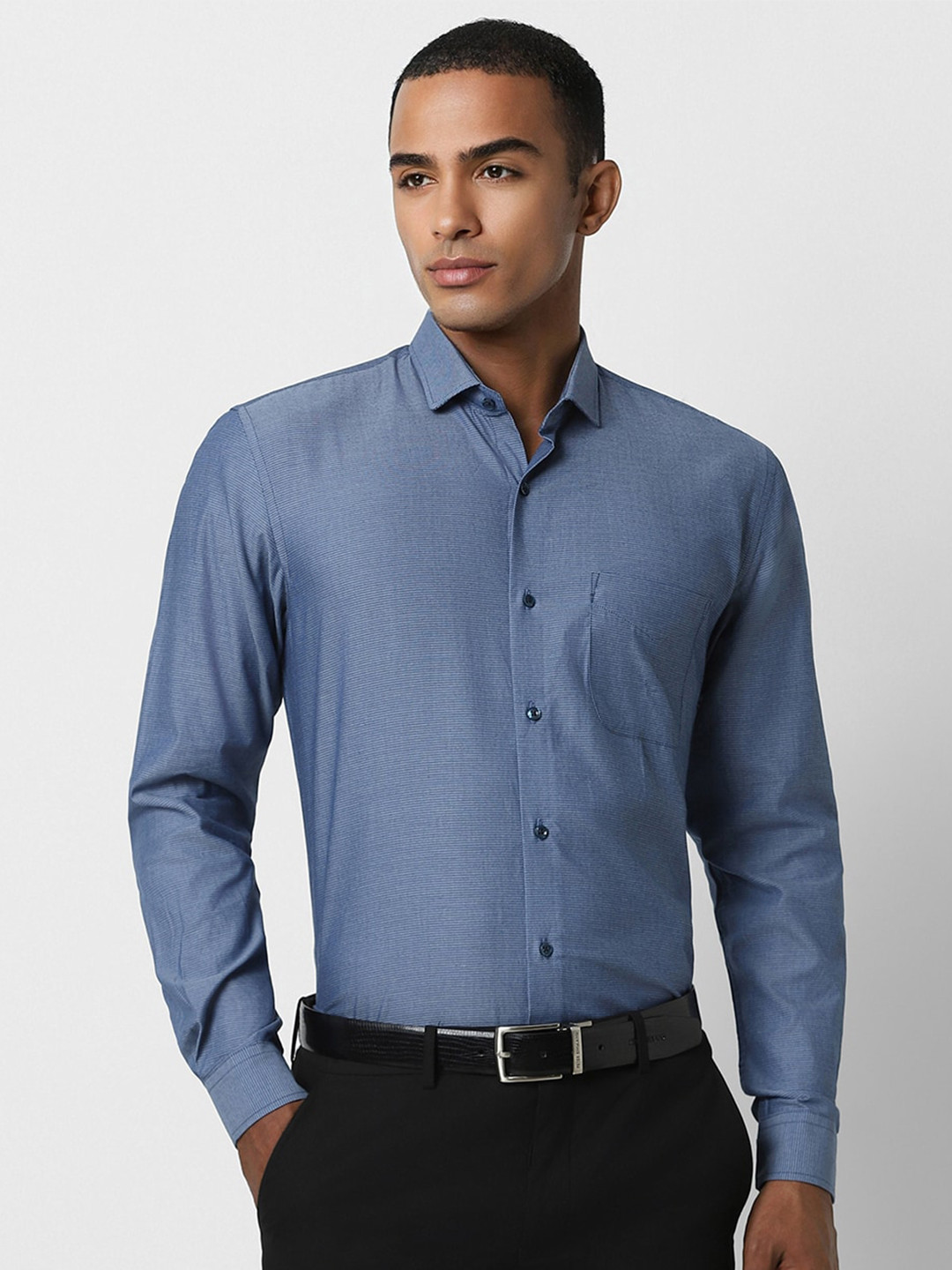 

Peter England Regular Fit Classic Formal Shirt, Blue