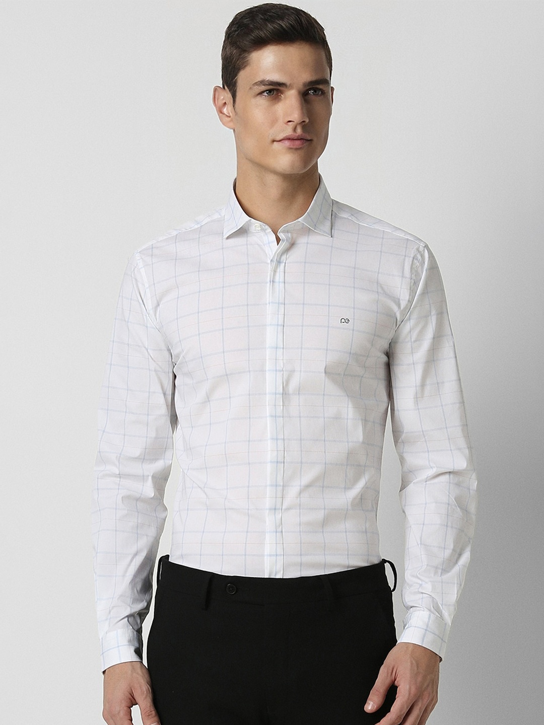 

Peter England Checked Slim Fit Classic Formal Shirt, White