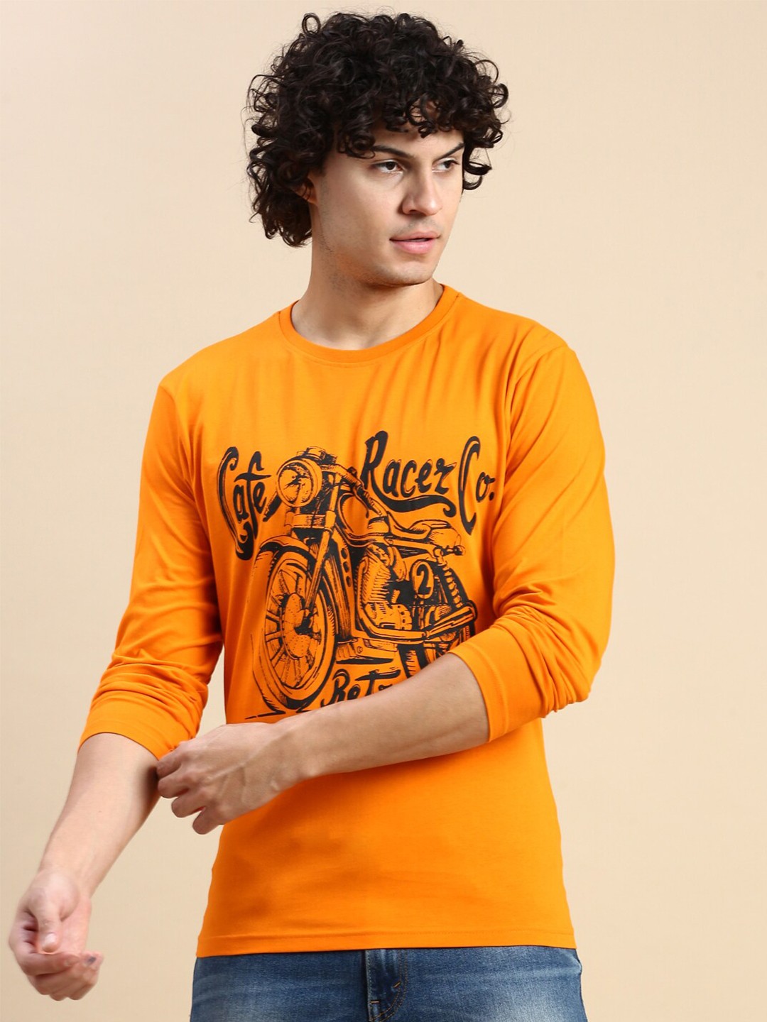 

BLACK RADIO Graphic Printed Pure Cotton T-Shirt, Orange