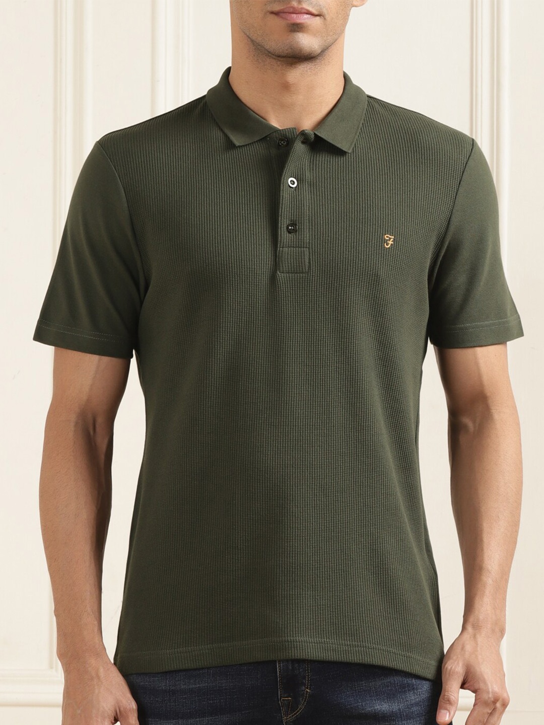 

Farah Polo Collar Slim Fit Cotton T-shirt, Green