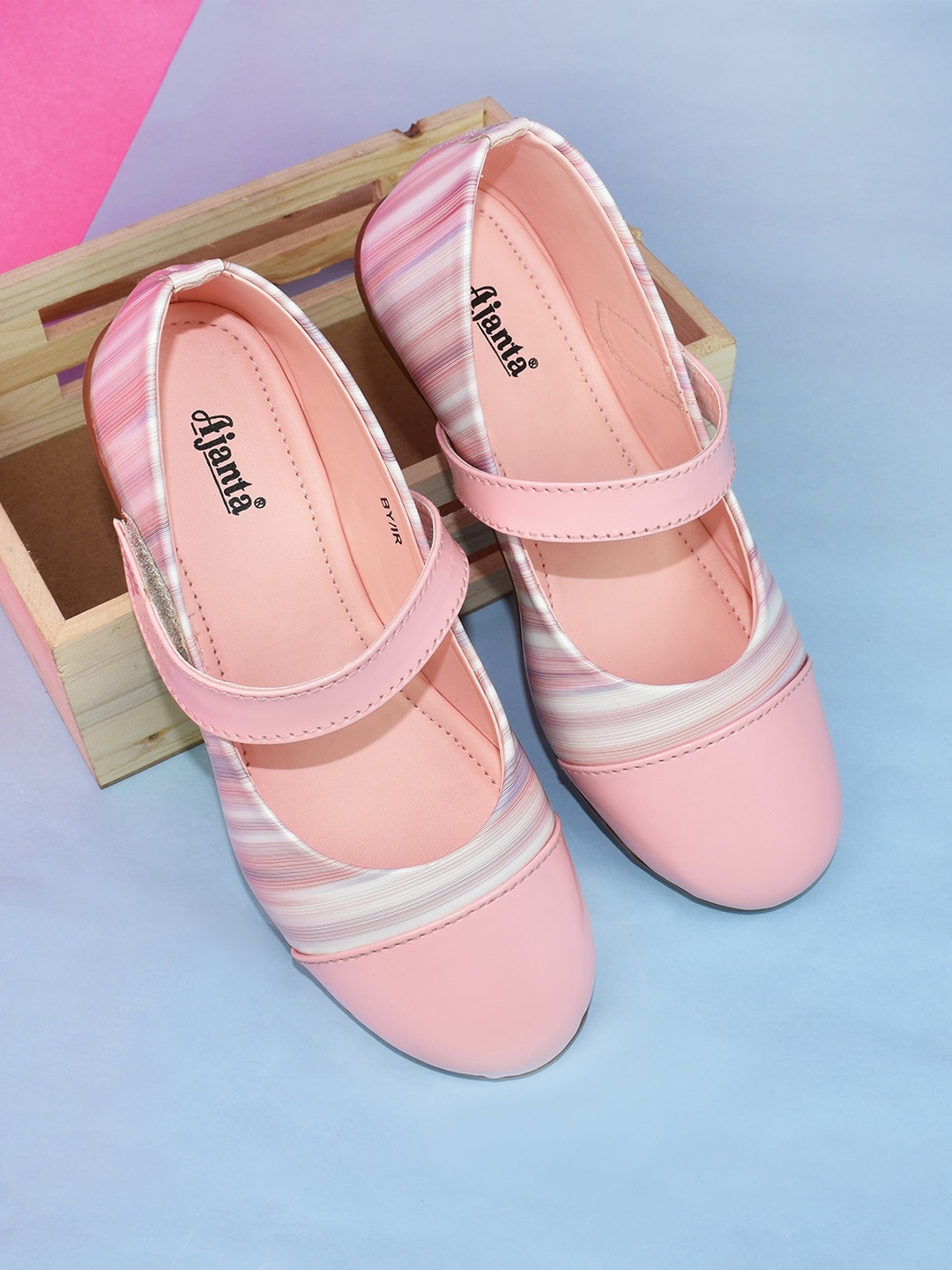 

Ajanta Girls Printed Party Ballerinas With Velcro, Pink