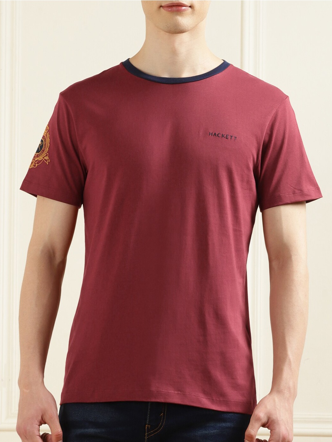 

HACKETT LONDON Round Neck Cotton T-shirt, Maroon