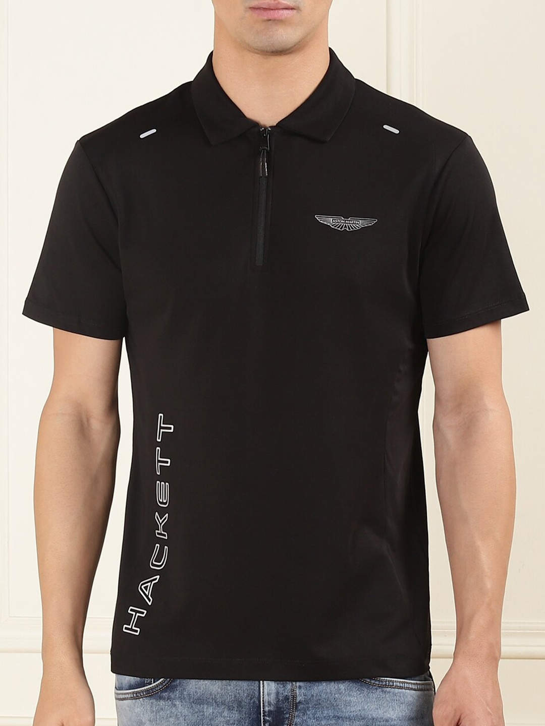

HACKETT LONDON Polo Collar Cotton T-shirt, Black