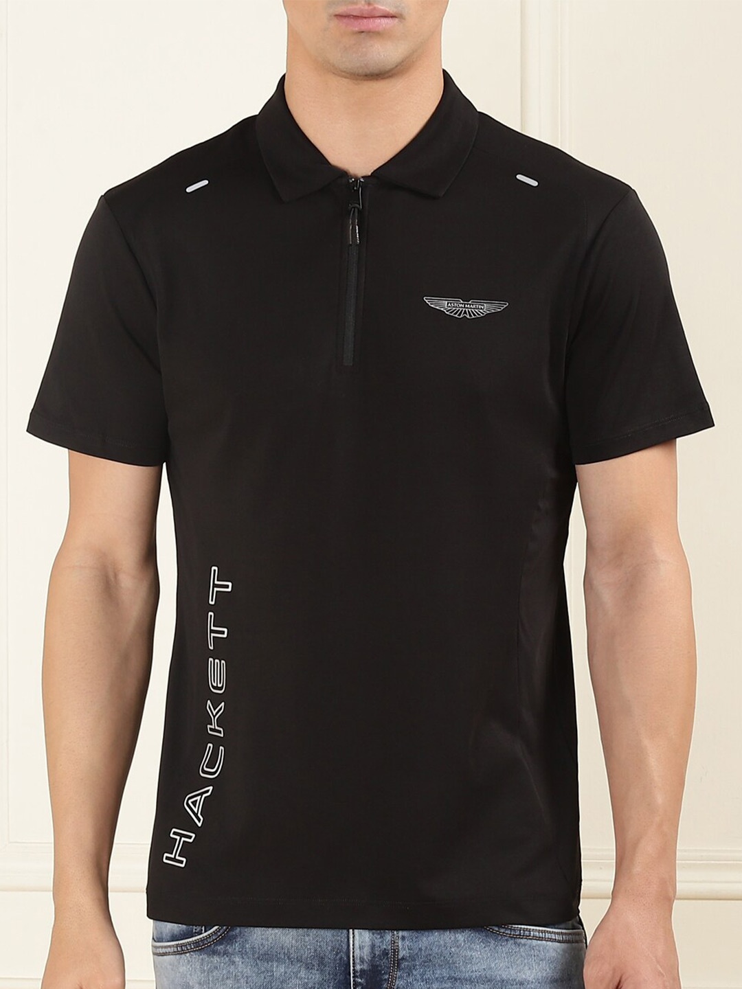 

HACKETT LONDON Polo Collar Cotton T-shirt, Black