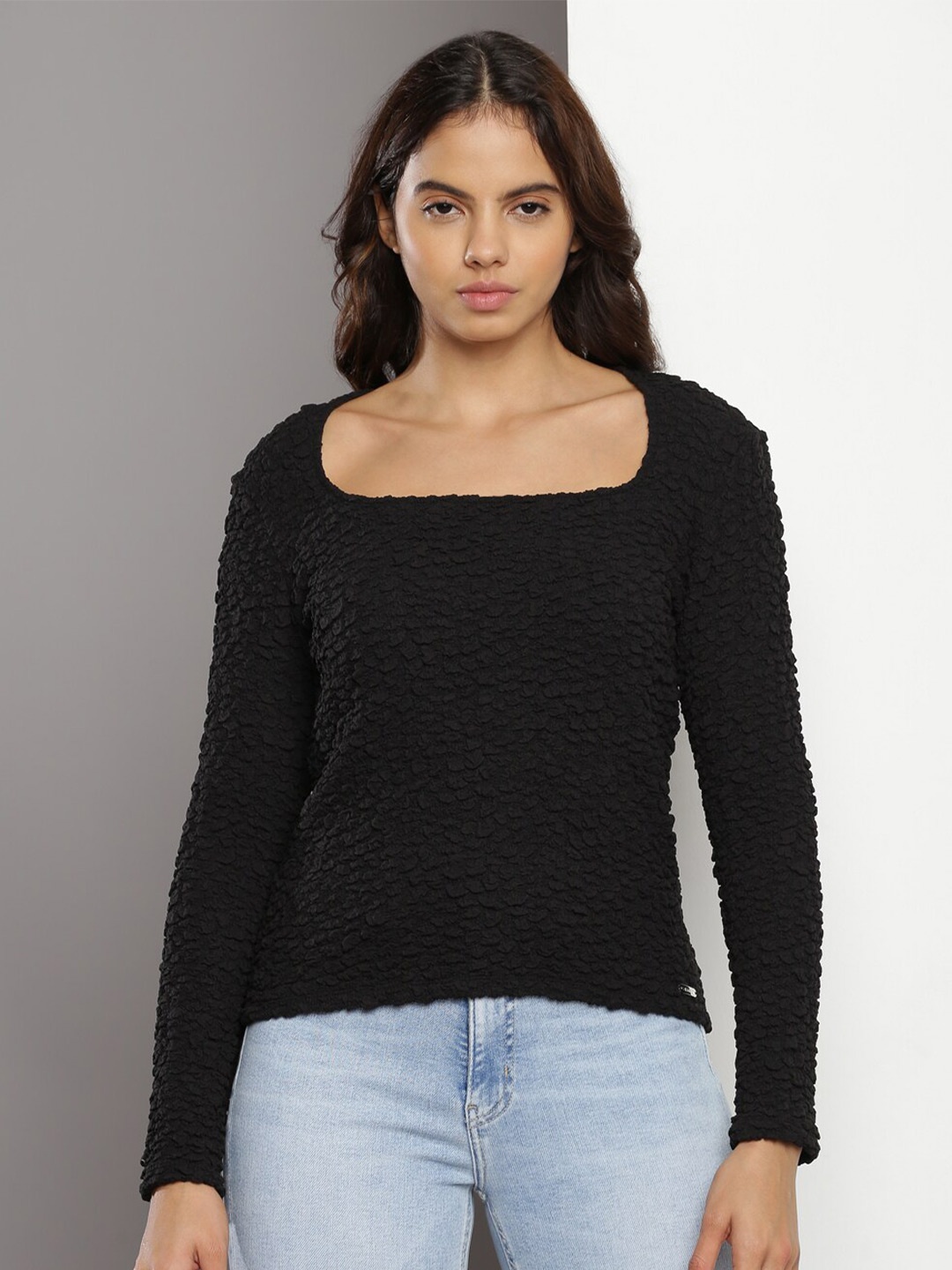 

Calvin Klein Self Design Pullover Sweater, Black
