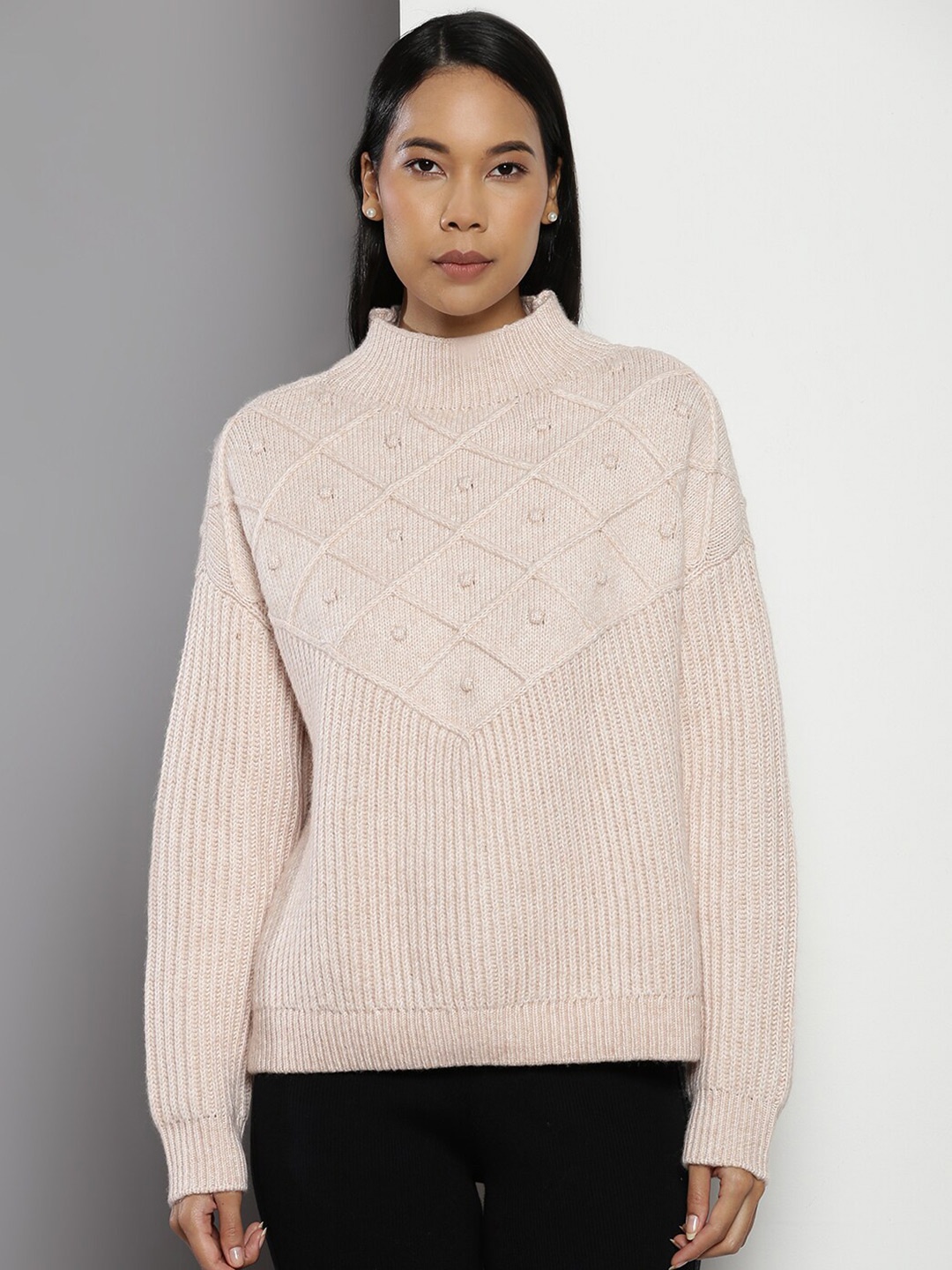 

Calvin Klein Mock Collar Ribbed Pullover Sweater, Pink