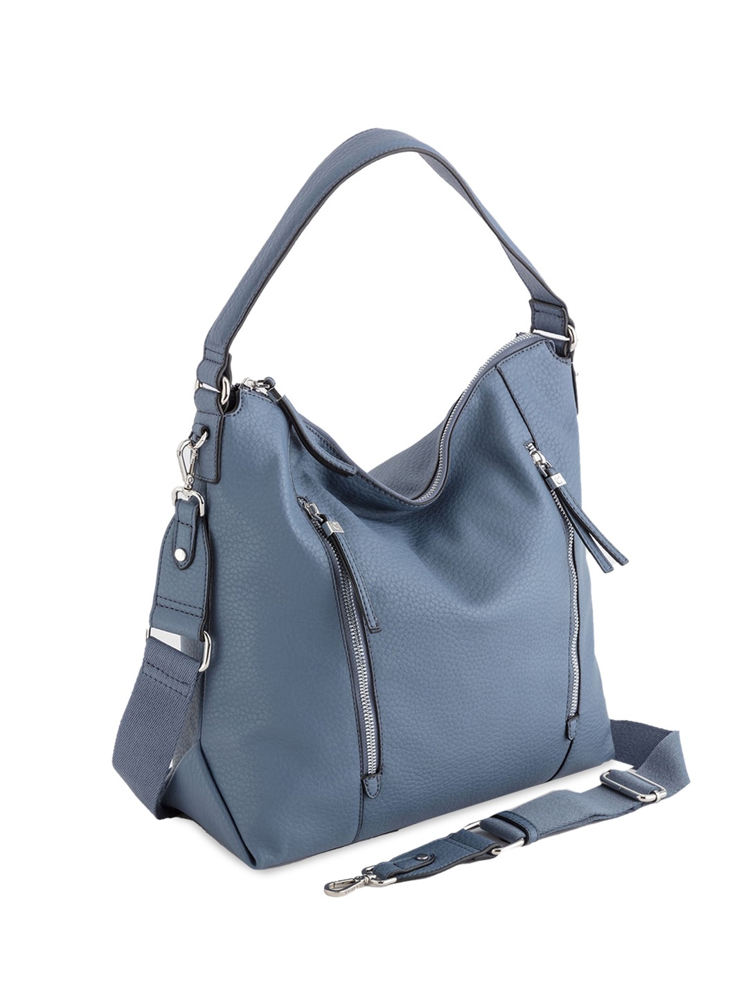 

CARPISA Leather Structured Hand Held Bag with Tasselled, Blue