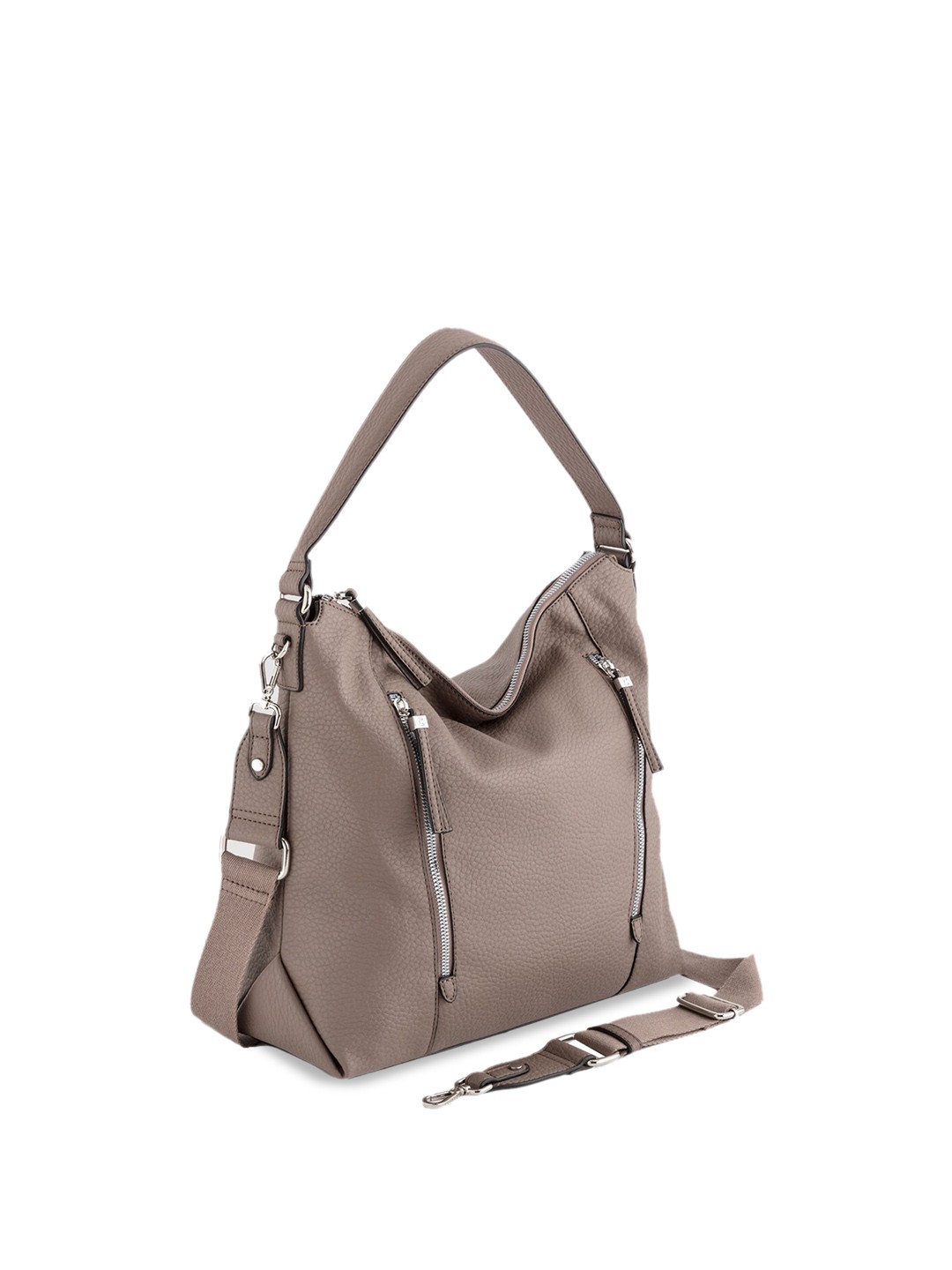 

CARPISA Leather Structured Hobo Bag, Beige