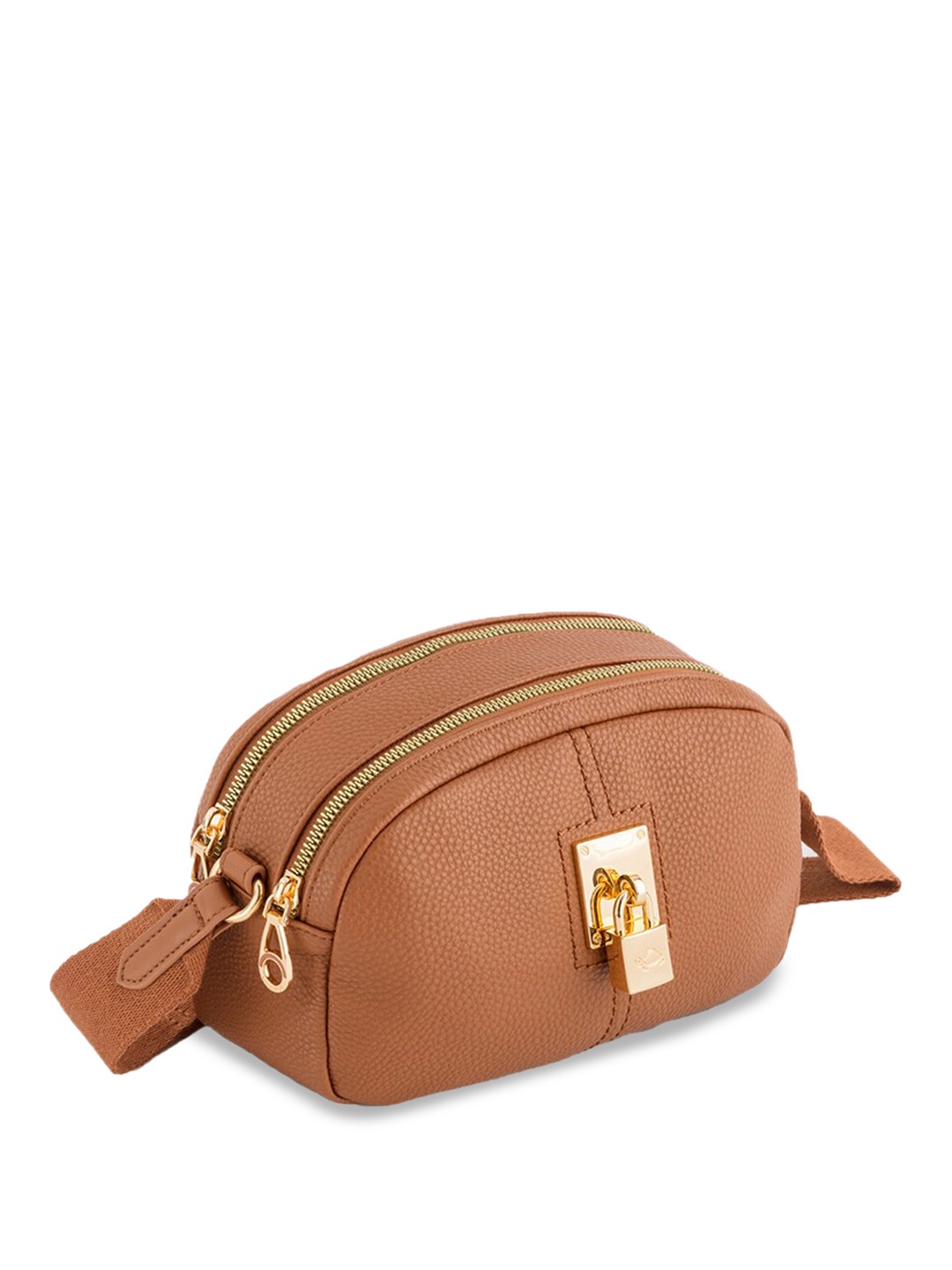 

CARPISA Textured Leather Structured Water Resistance Sling Bag, Brown