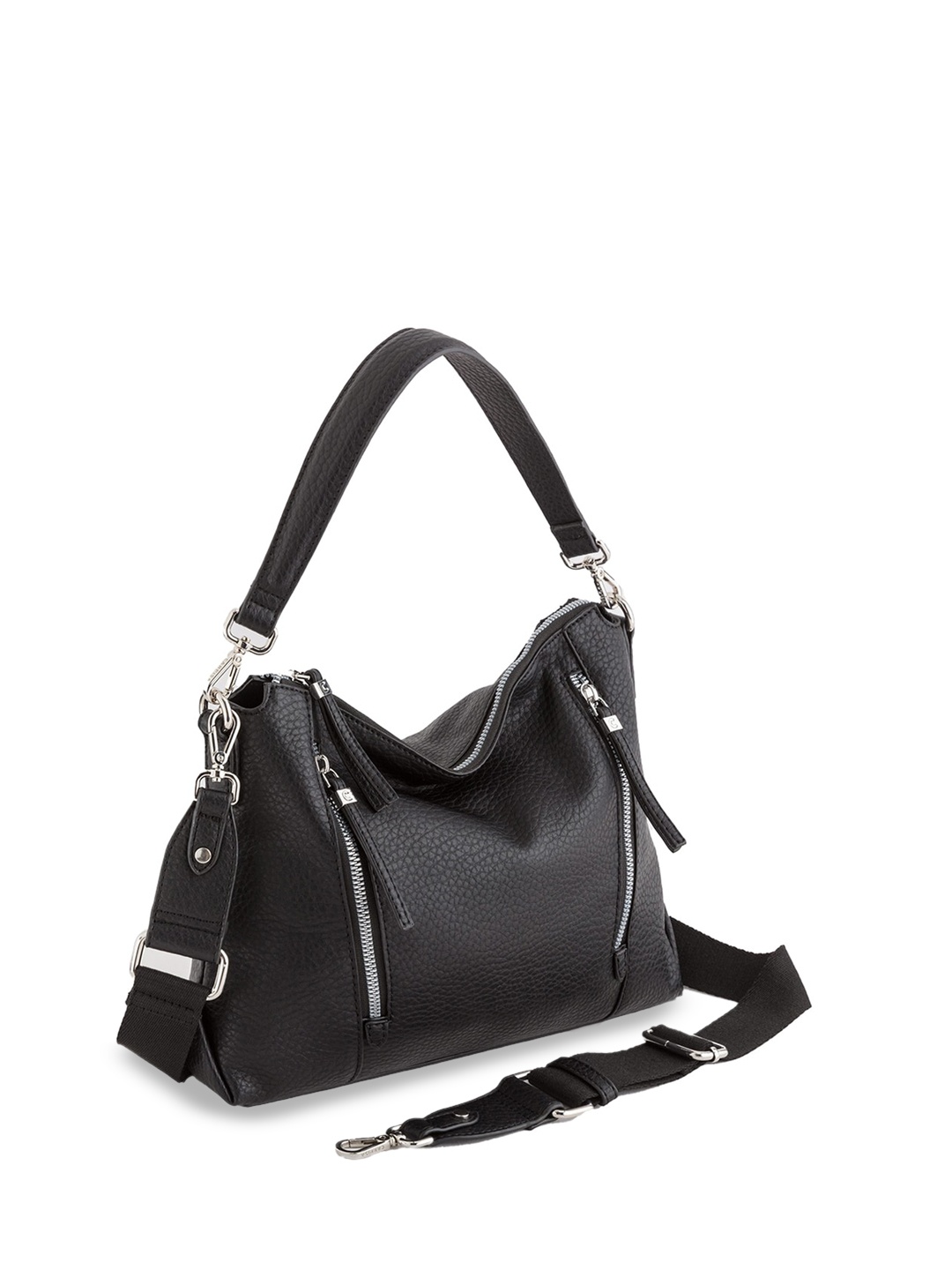 

CARPISA Leather Structured Shoulder Bag, Black