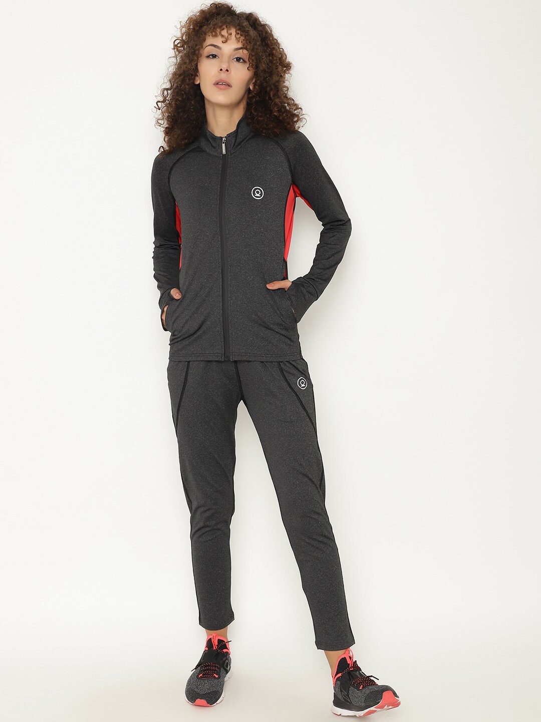 

CHKOKKO Colourblocked Mock Collar Sports Track Suit, Grey