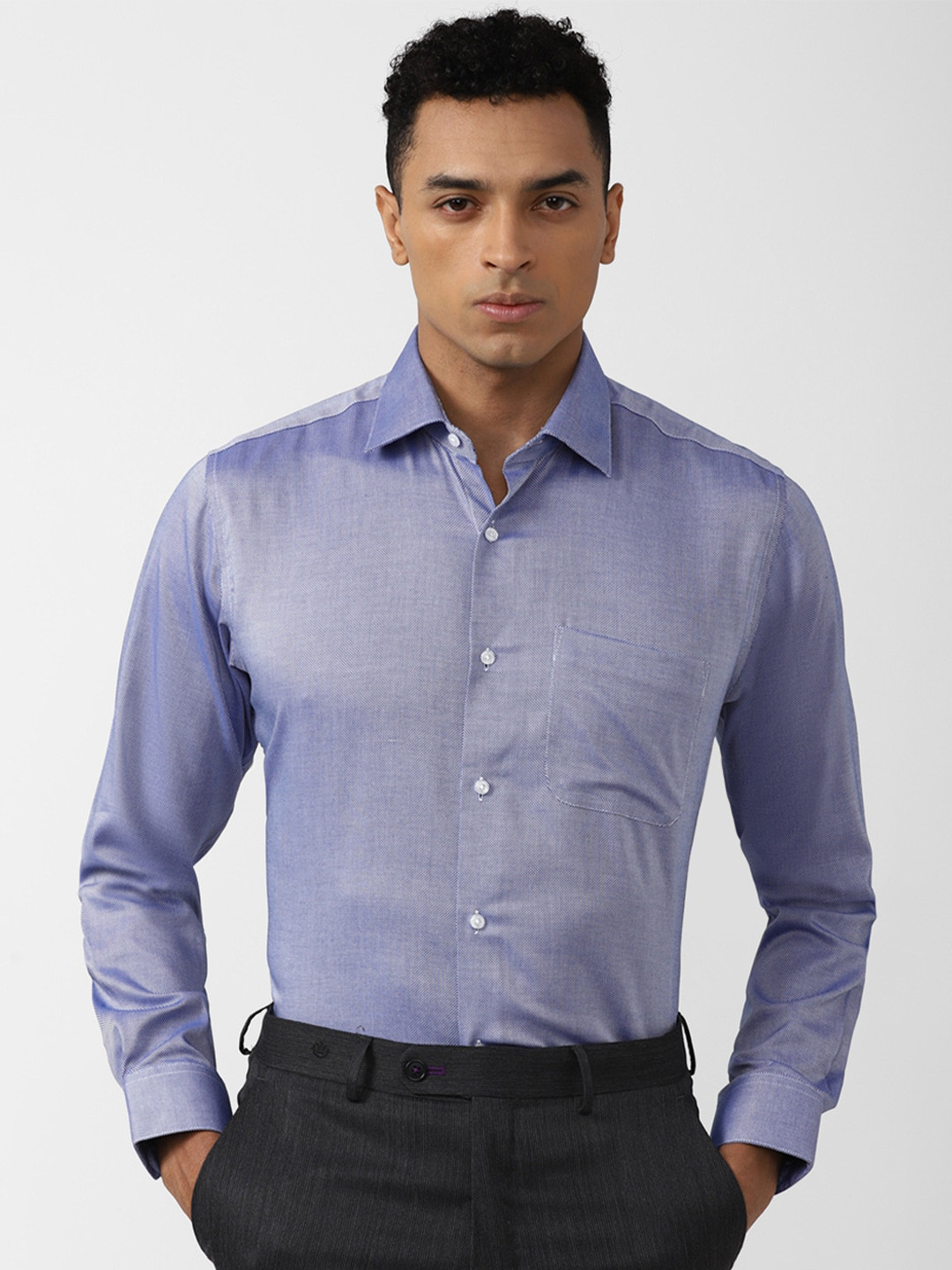

Van Heusen Textured Opaque Cotton Formal Shirt, Blue