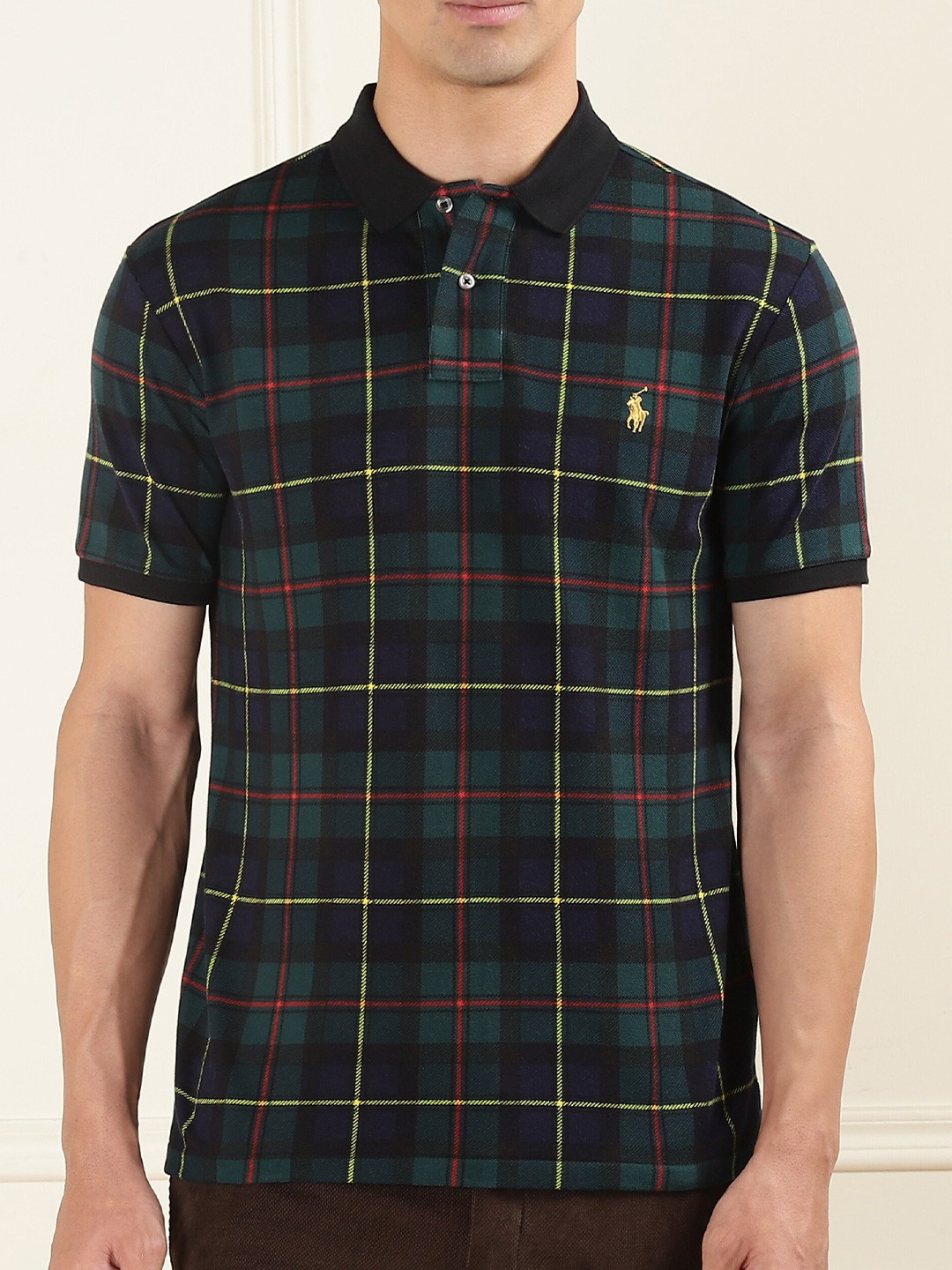 

Polo Ralph Lauren Checked Polo Collar Cotton T-shirt, Green