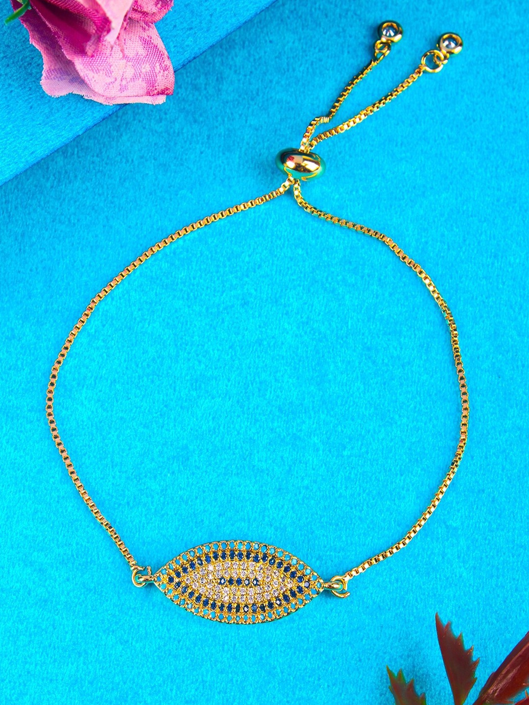 

Stylecast X KPOP Gold Plated Cubic Zirconia Studded Charm Bracelet