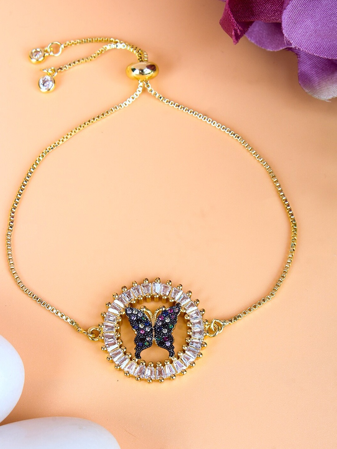 

Stylecast X KPOP Brass Gold-Plated Cubic Zirconia-Studded Charm Bracelet