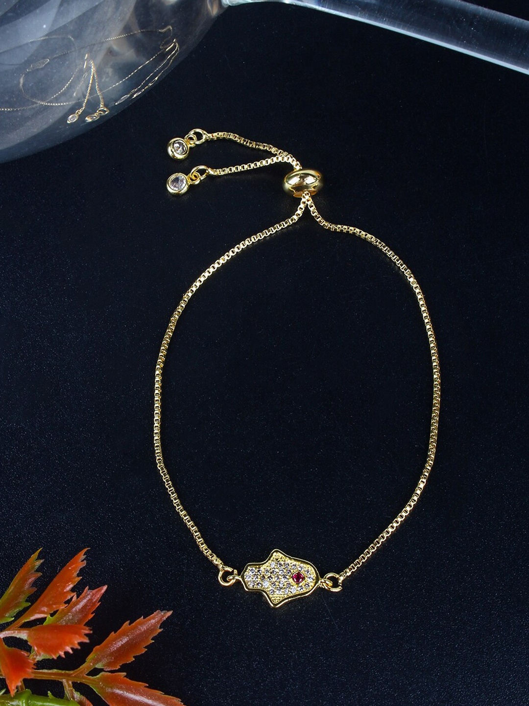 

Stylecast X KPOP Brass Gold-Plated Cubic Zirconia-Studded Charm Bracelet