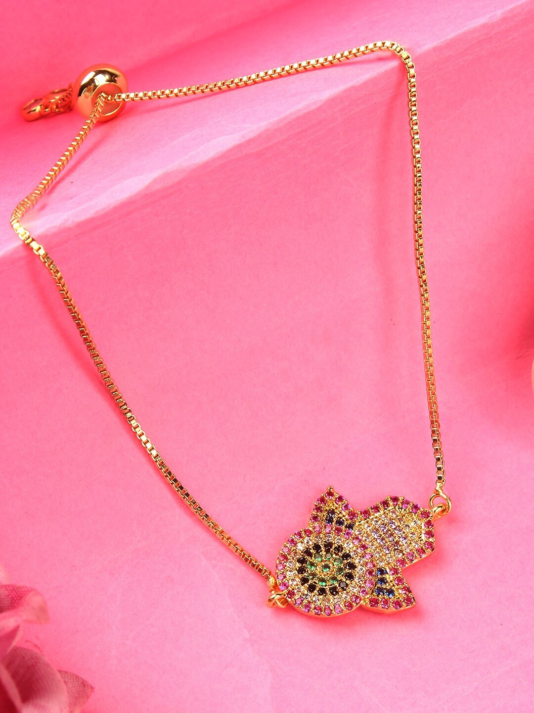 

Stylecast X KPOP Gold Plated Cubic Zirconia Studded Charm Bracelet