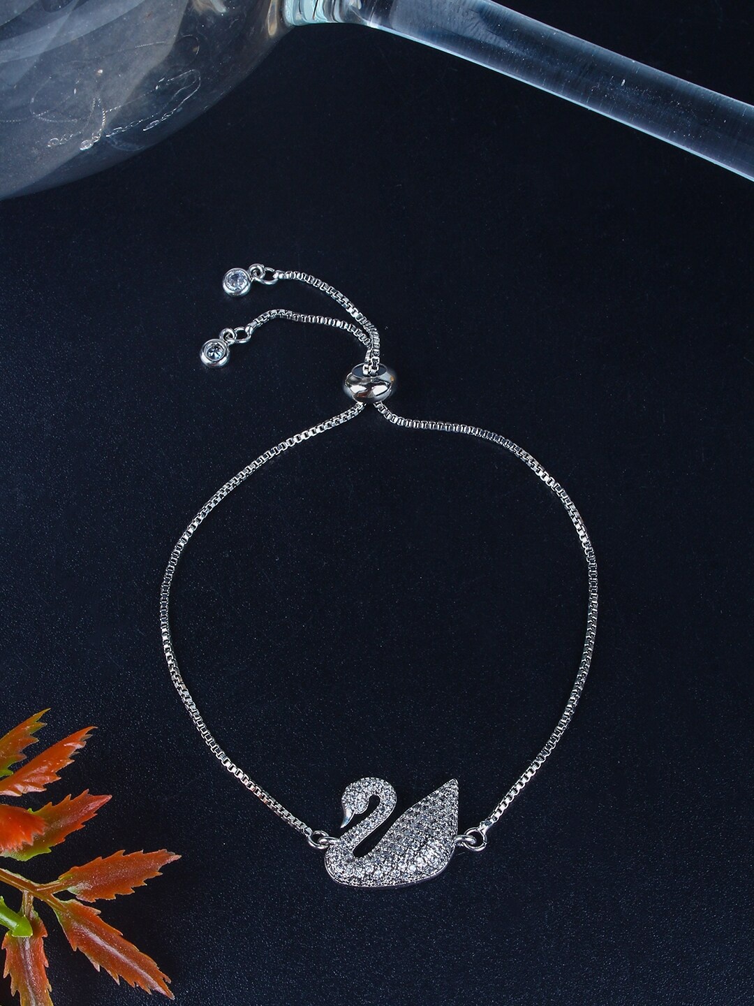 

Stylecast X KPOP Silver Plated Cubic Zirconia Studded Charm Bracelet