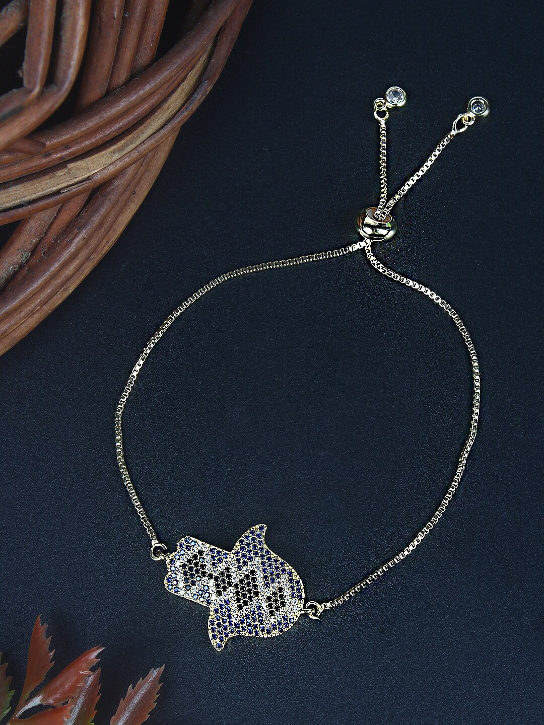 

Stylecast X KPOP Silver Plated Cubic Zirconia Studded Charm Bracelet, Gold