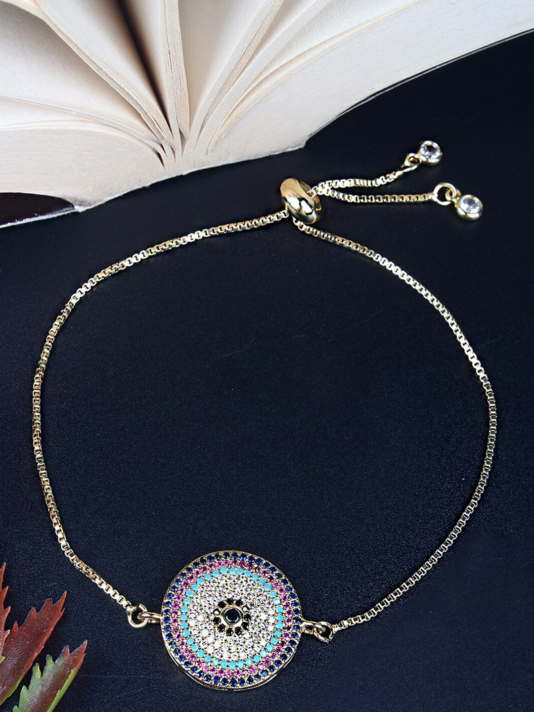 

Stylecast X KPOP Gold Plated Cubic Zirconia Studded Charm Bracelet