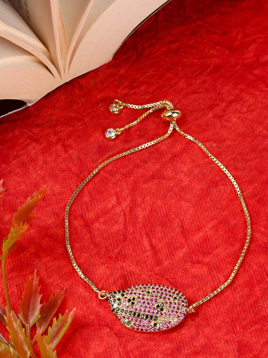 

Stylecast X KPOP Women Brass Cubic Zirconia Gold-Plated Charm Bracelet