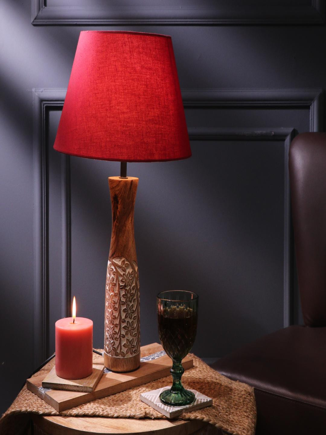 

The Decor Mart Red Vintage Lamp With Shade