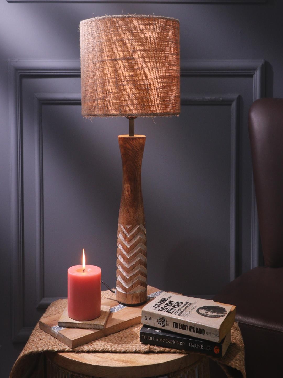 

The Decor Mart Beige Cylindrical Shaped Table Lamp