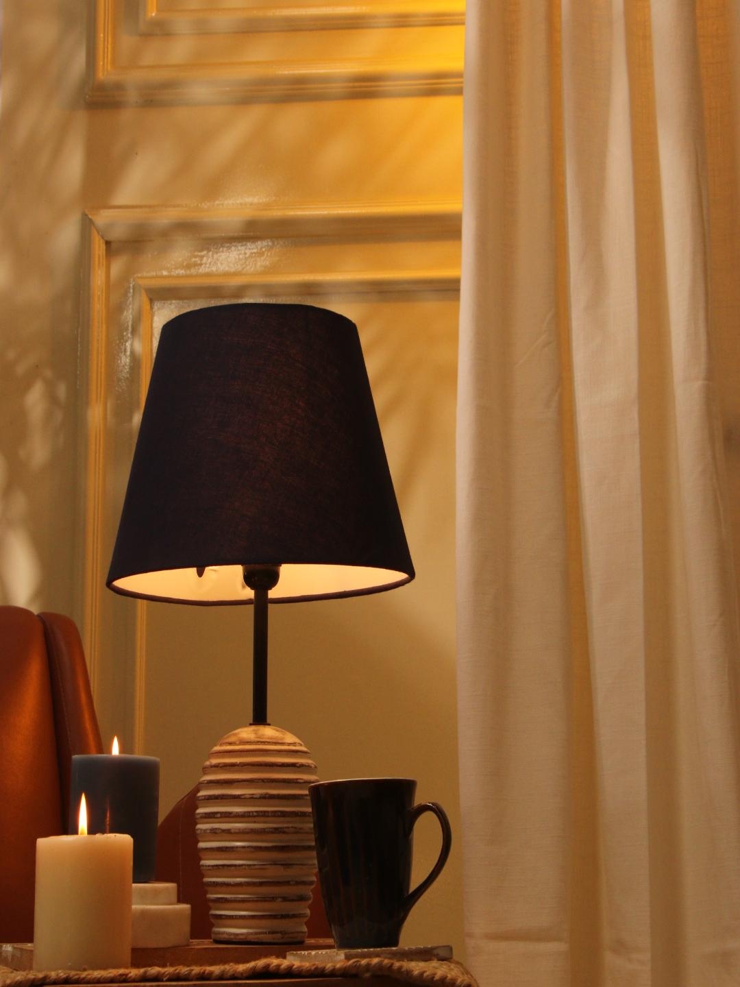 The Decor Mart White Blue Wood Frustum Table Lamp