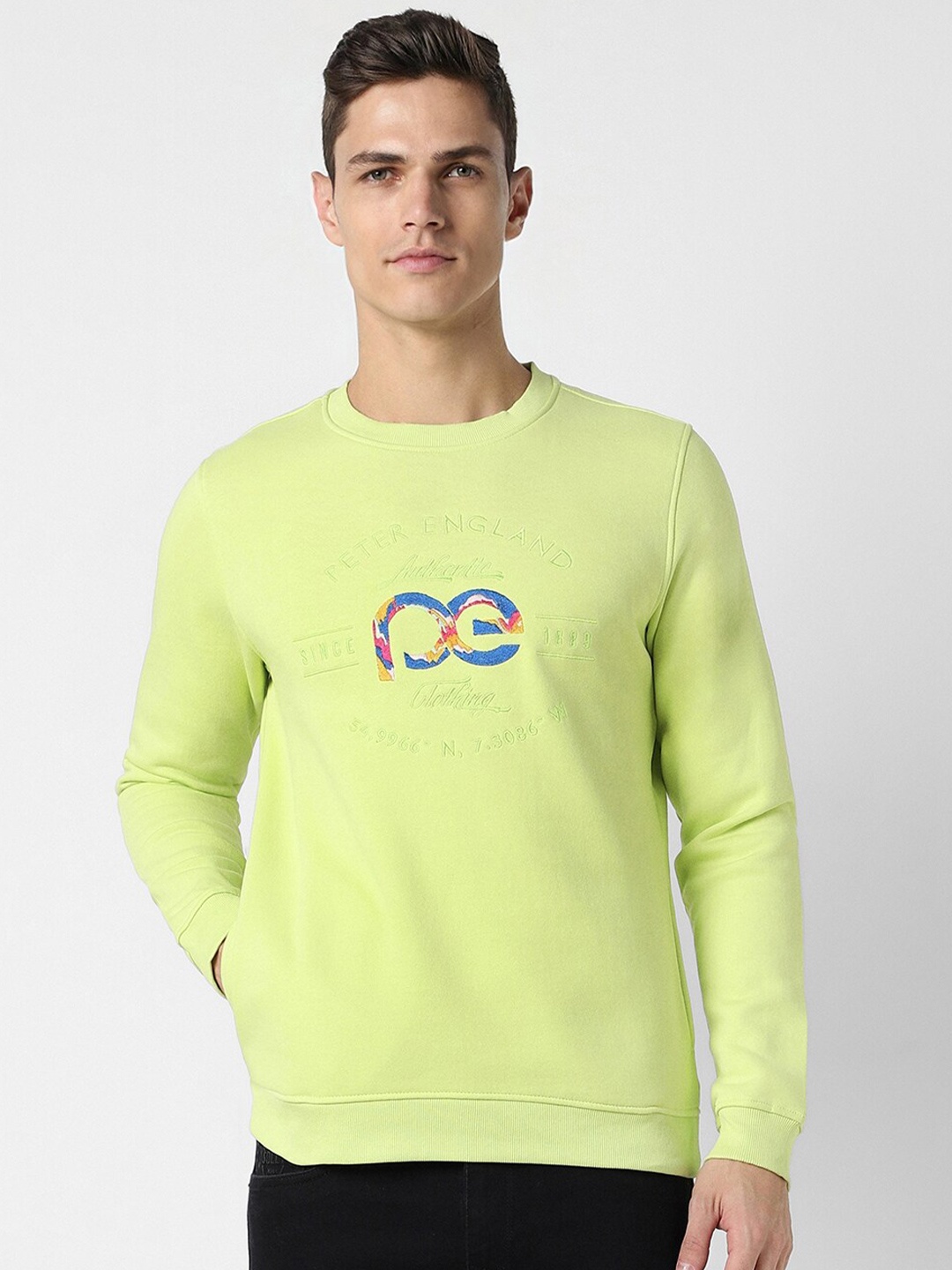 

Peter England Casuals Typography Printed Pullover Sweatshirt, Green